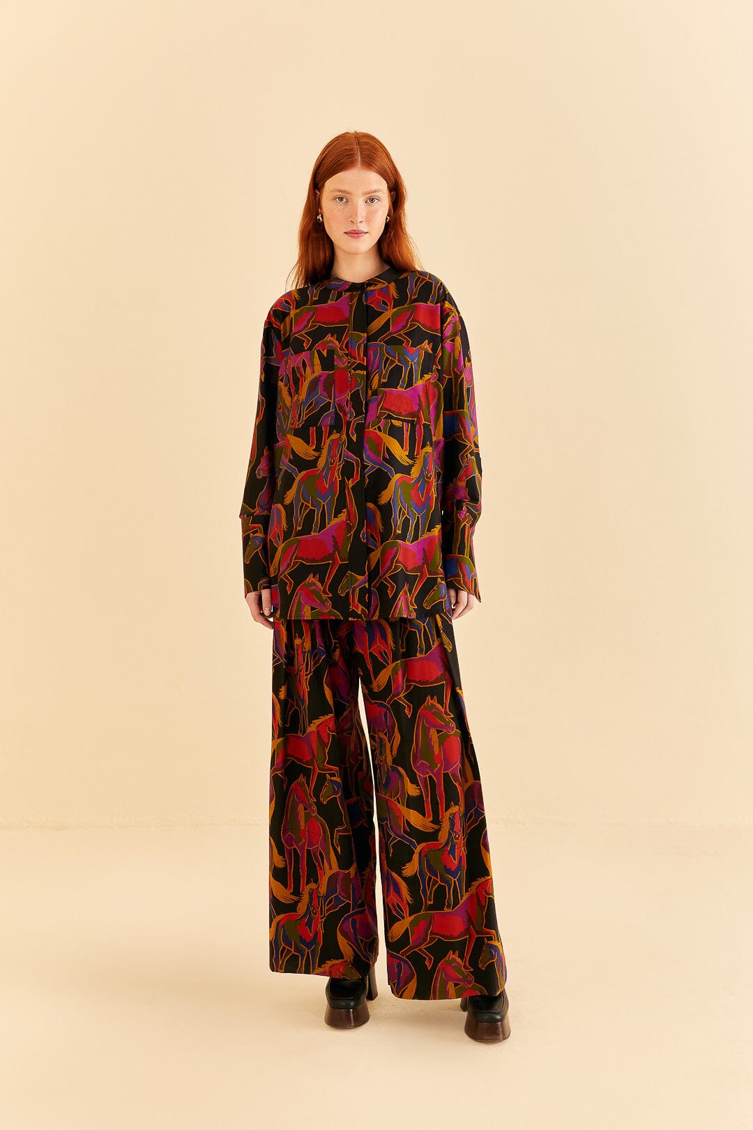 Farm Rio Black Wild Horses Pants