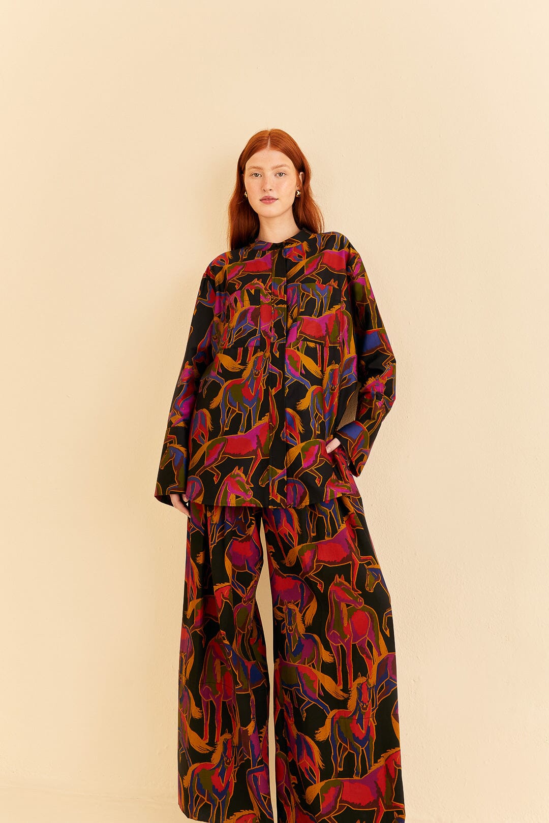 Farm Rio Black Wild Horses Pants
