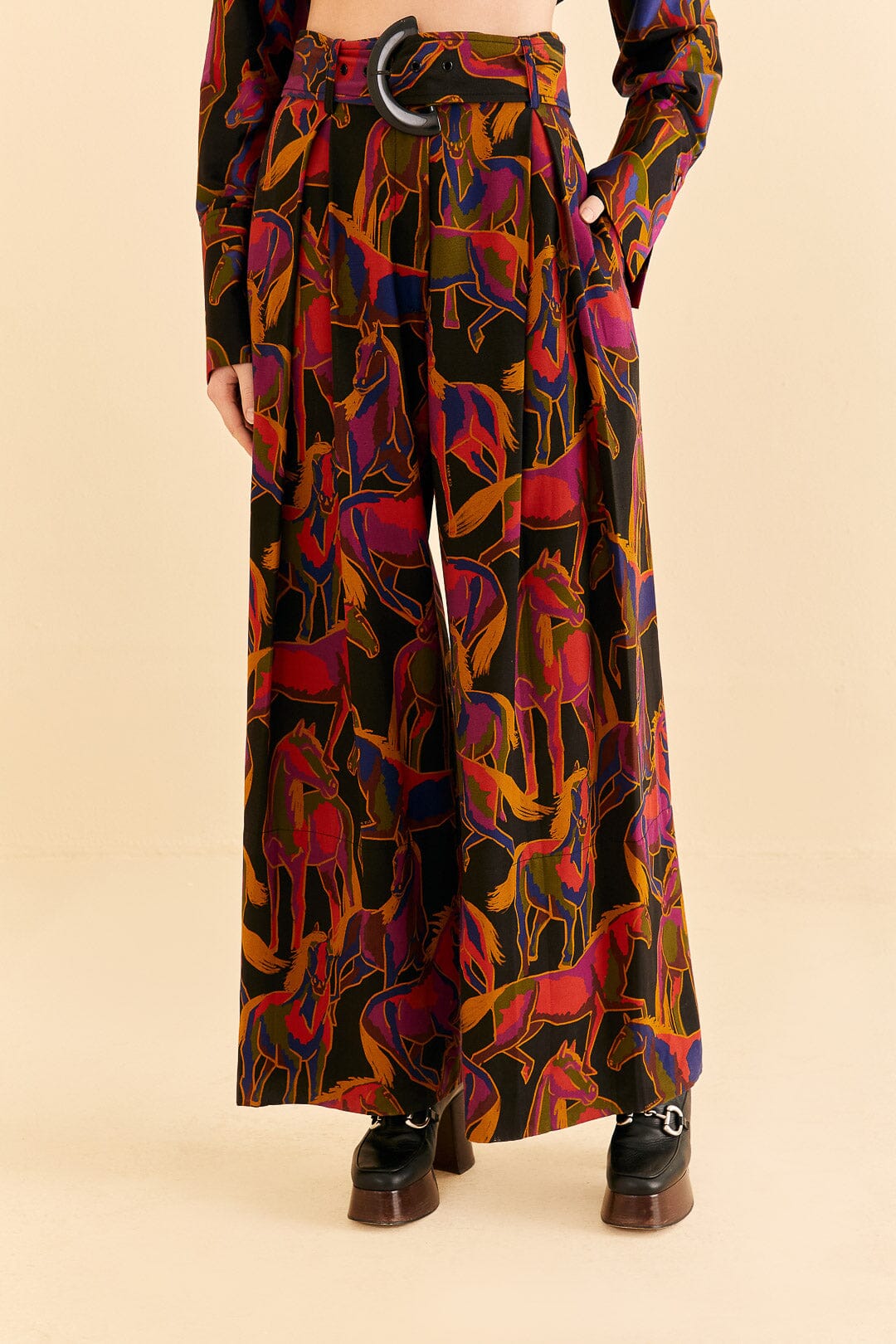 Farm Rio Black Wild Horses Pants