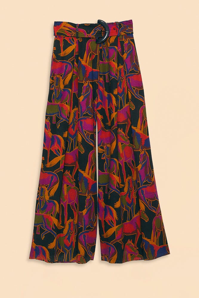 Farm Rio Black Wild Horses Pants
