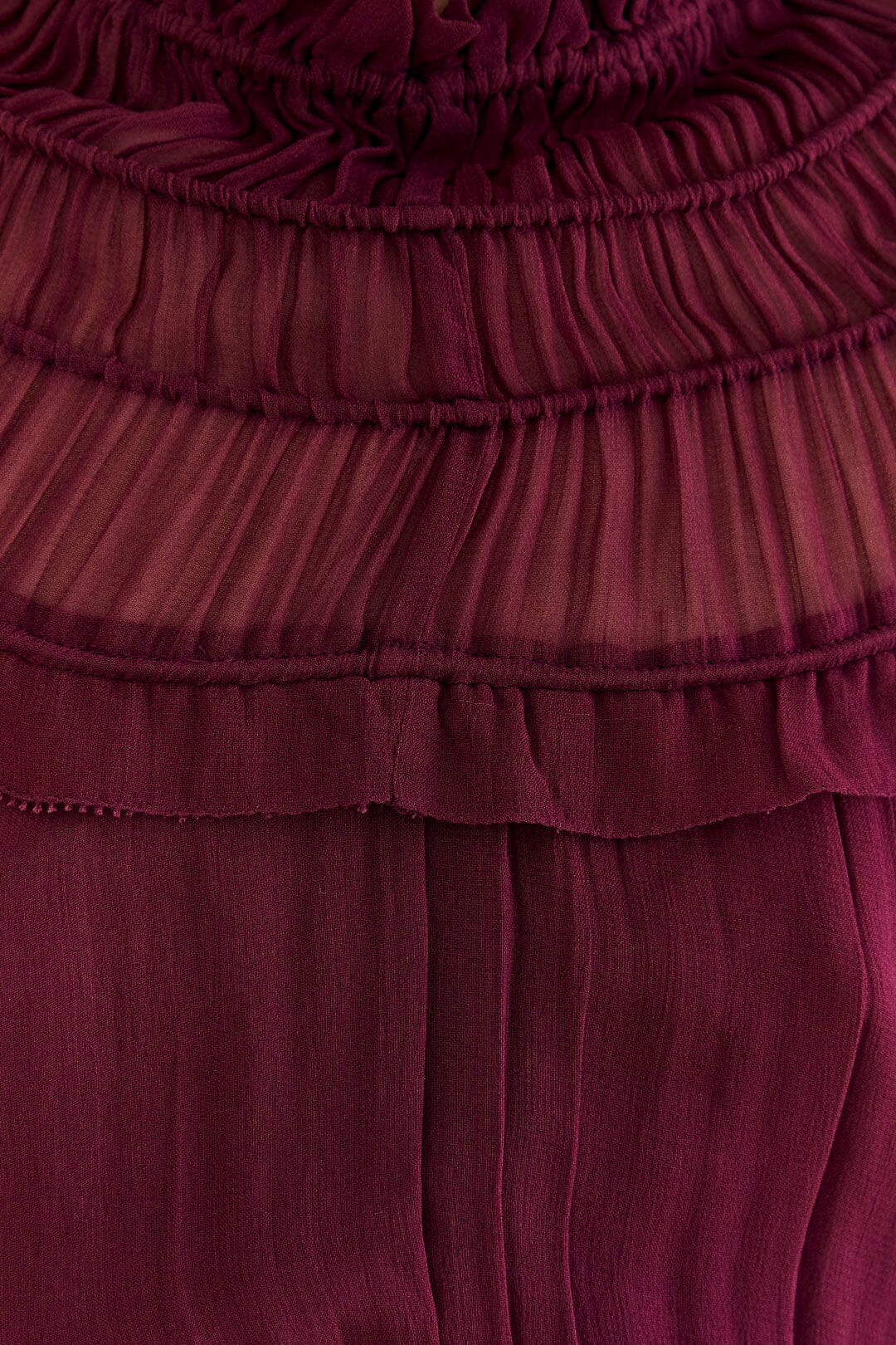 Farm Rio Burgundy Ruffle High Neck Blouse
