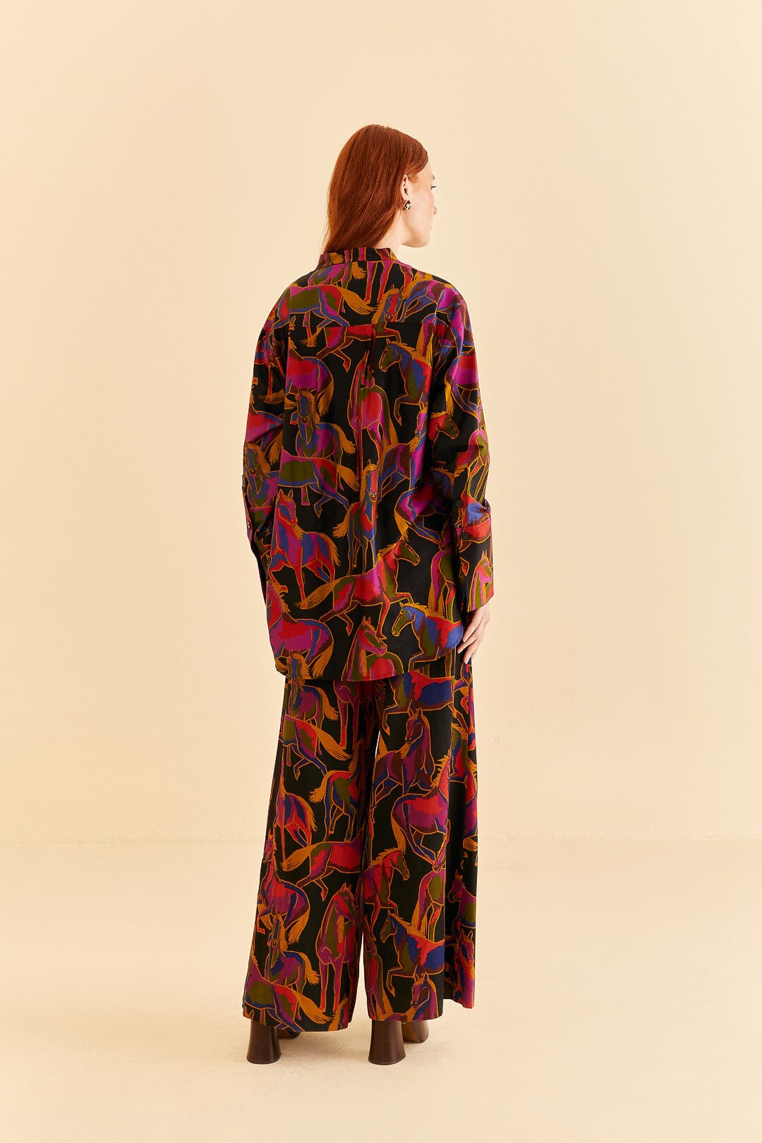 Farm Rio Black Wild Horses Maxi Shirt