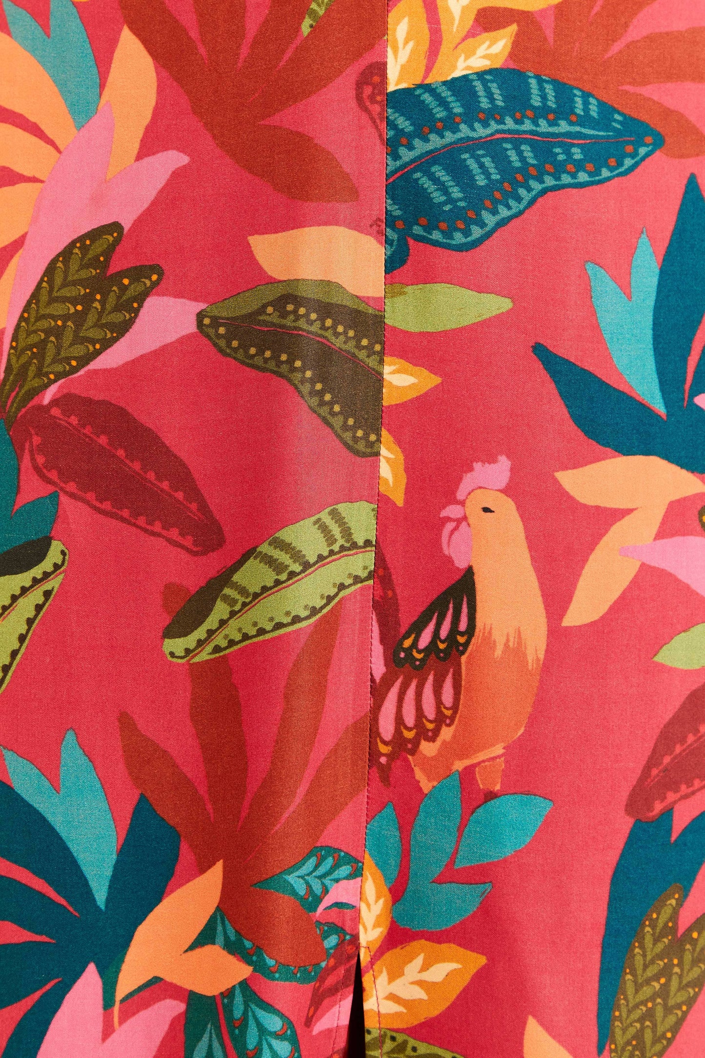 Farm Rio Red Rooster Leaves Short Sleeve Maxi Dress