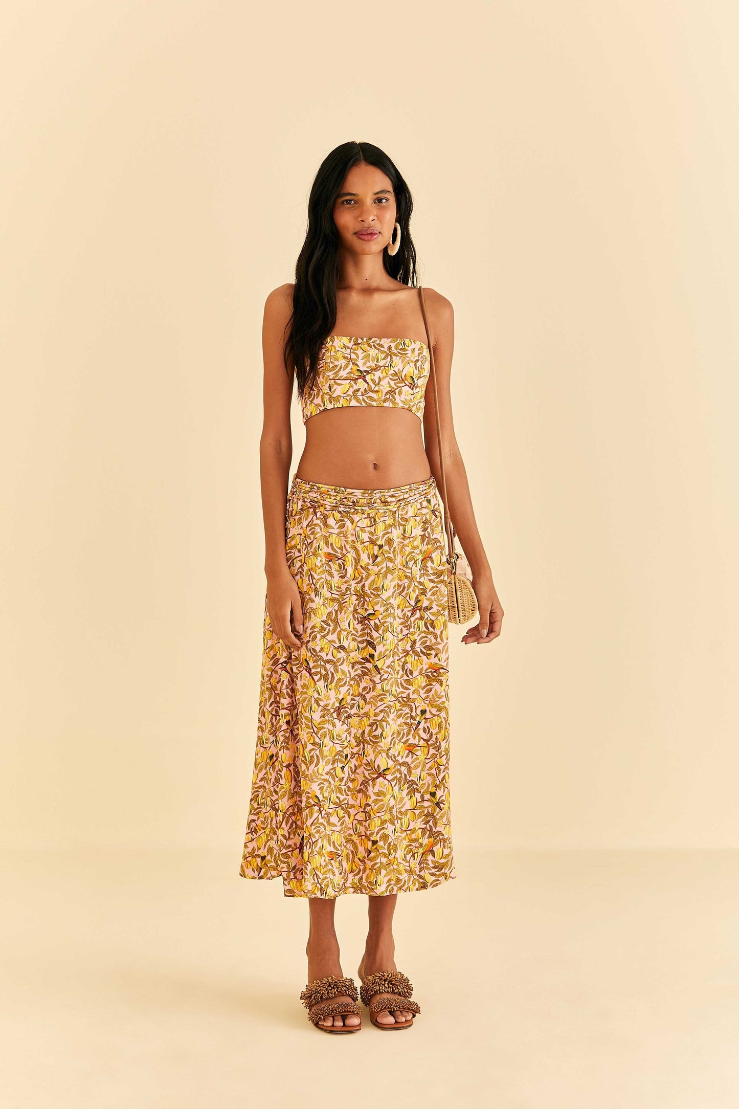 Farm Rio Light Pink Star Fruit Crop Top
