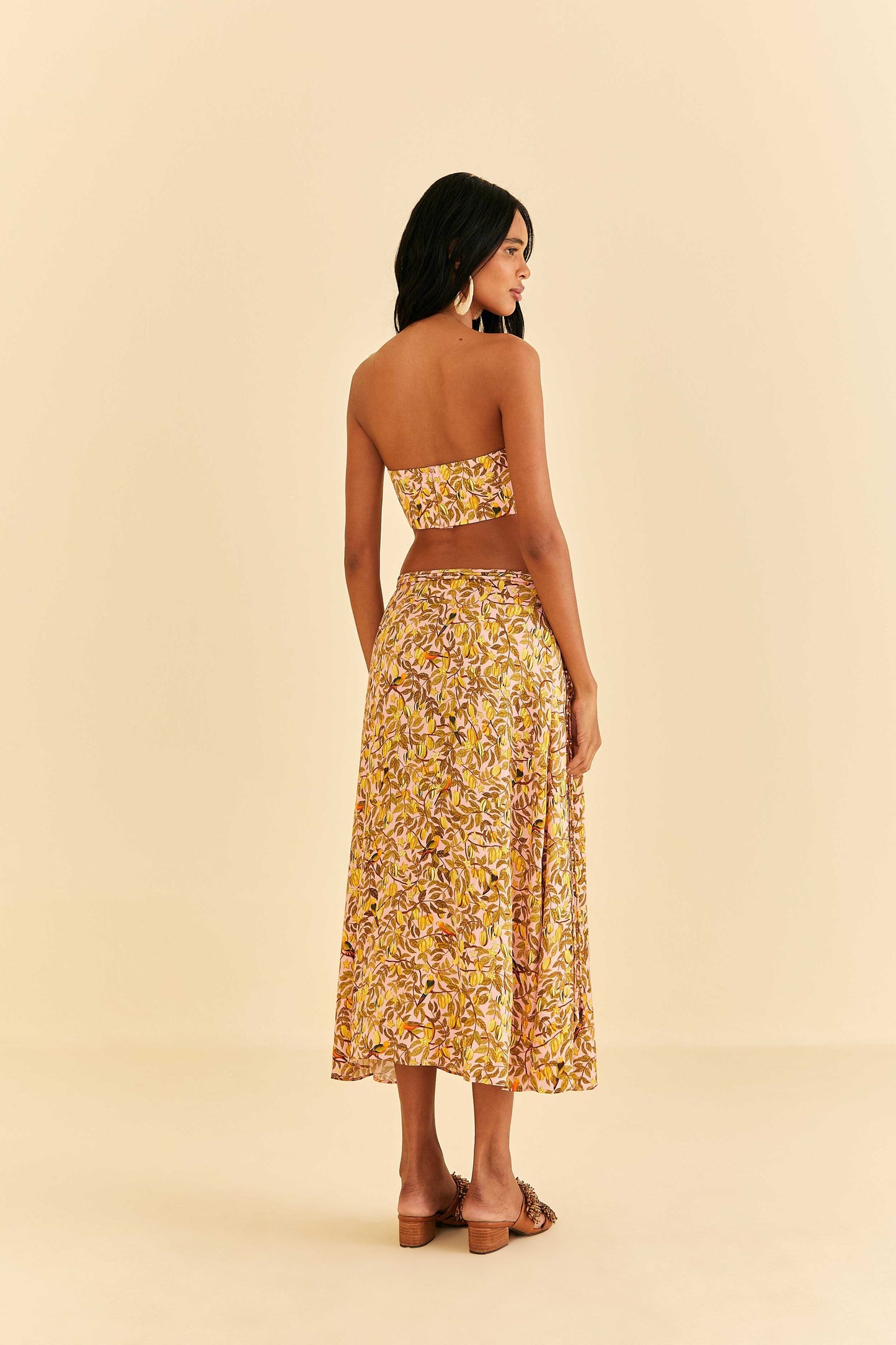 Farm Rio Light Pink Star Fruit Midi Skirt