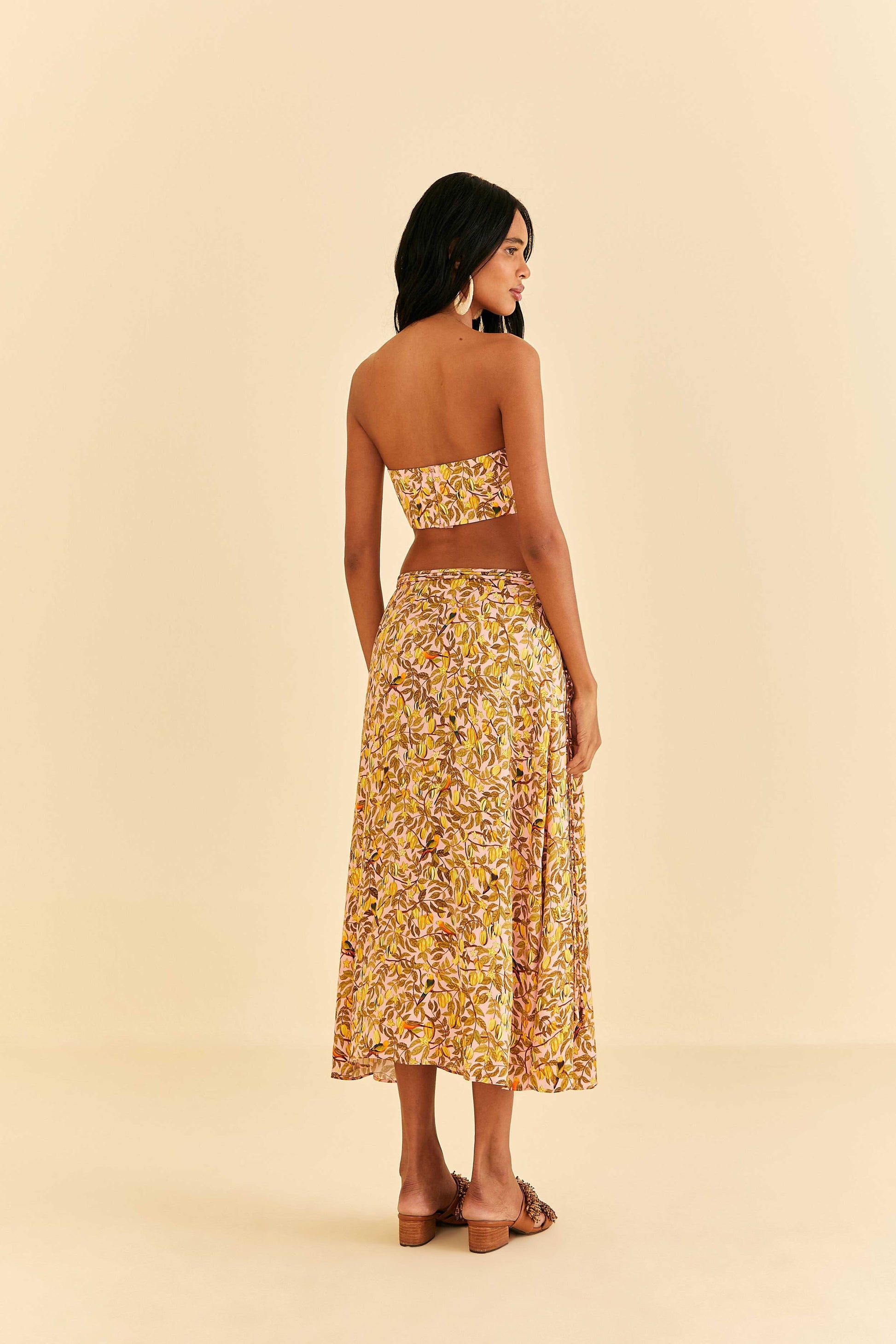 Farm Rio Light Pink Star Fruit Midi Skirt
