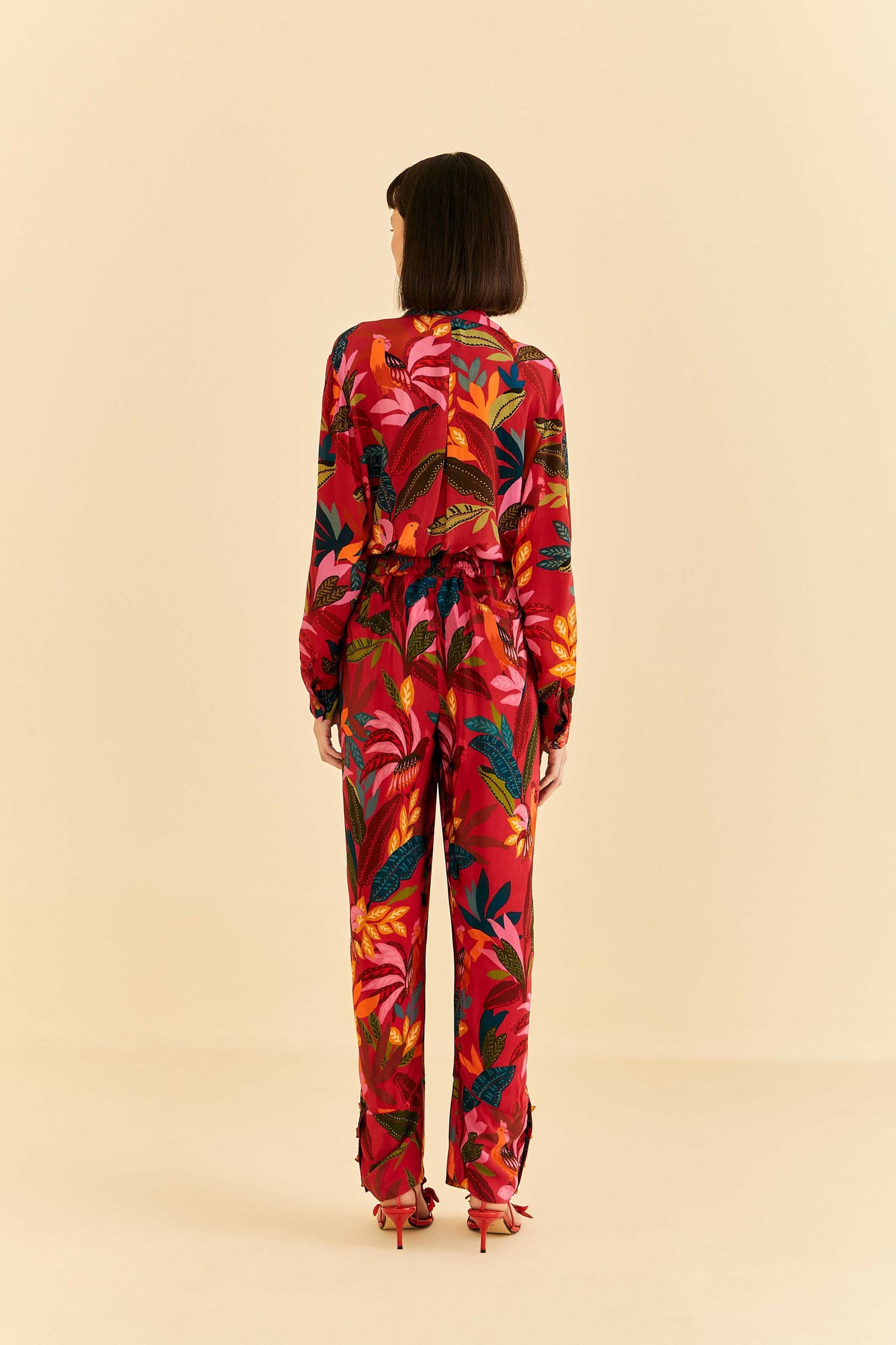 Farm Rio Red Rooster Leaves Pants