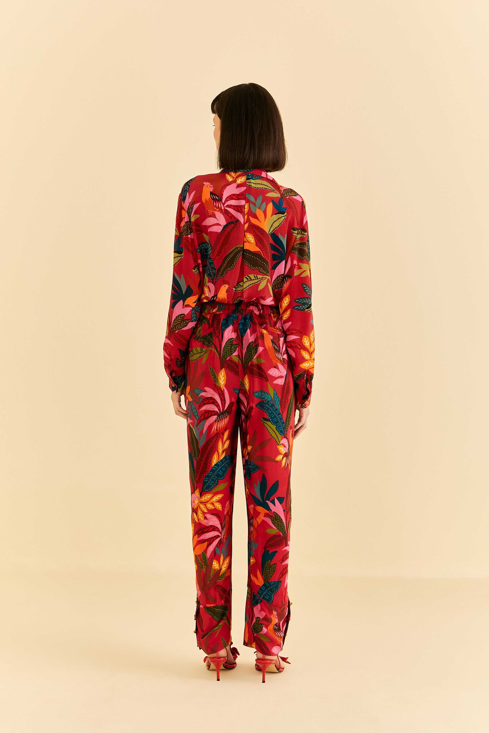 Farm Rio Red Rooster Leaves Pants