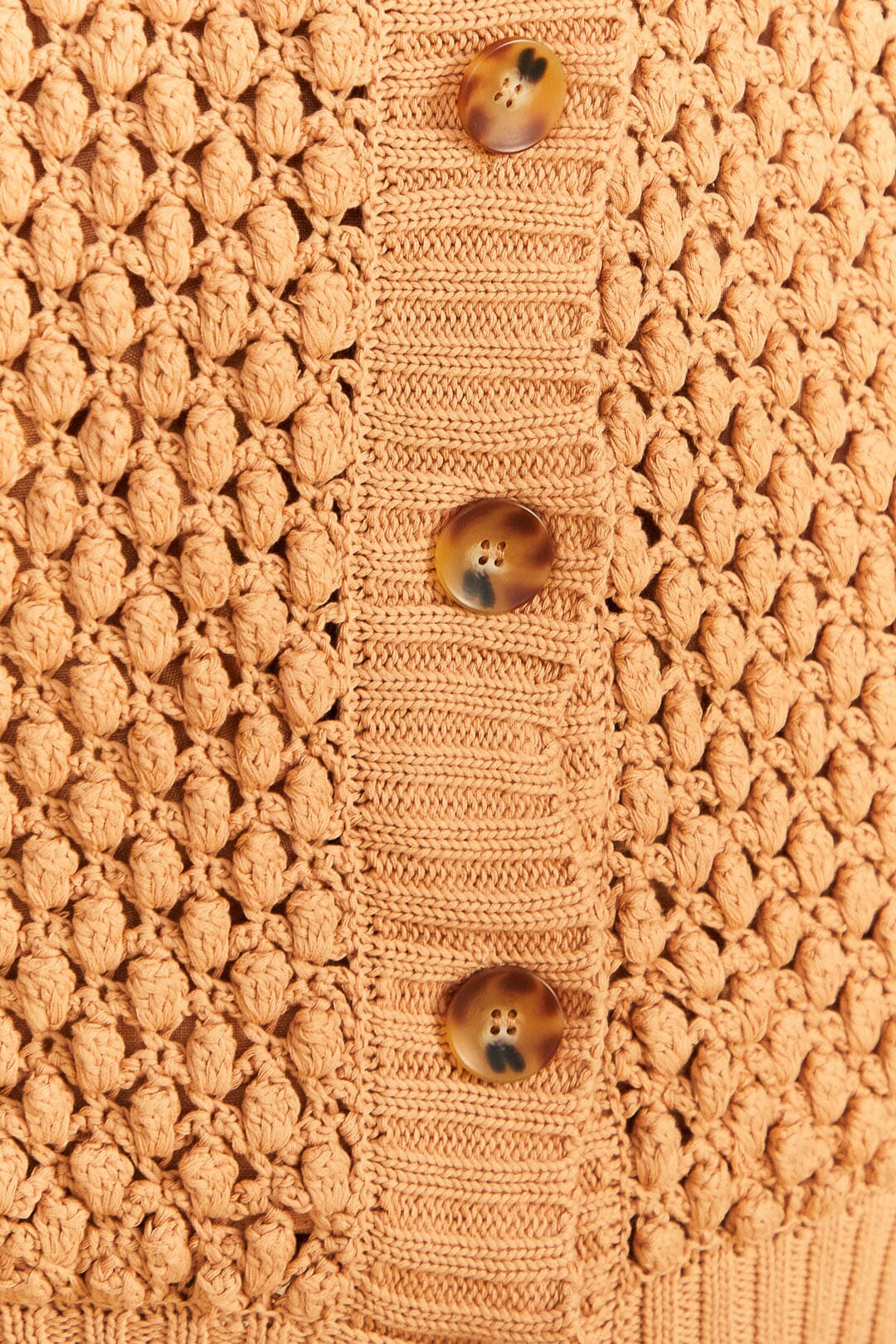 Farm Rio Dark Sand Handmade Dots Cardigan