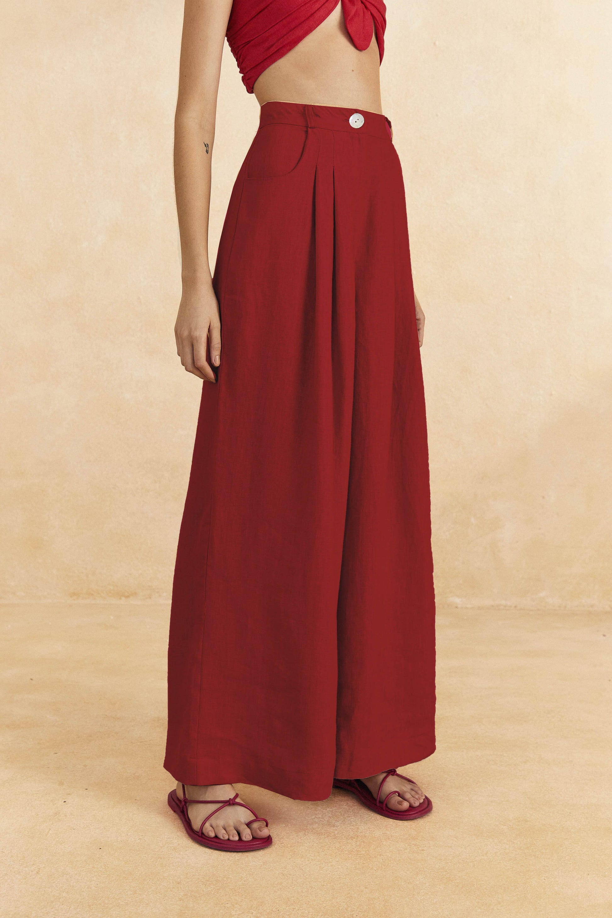 Farm Rio Red High Waist Pants