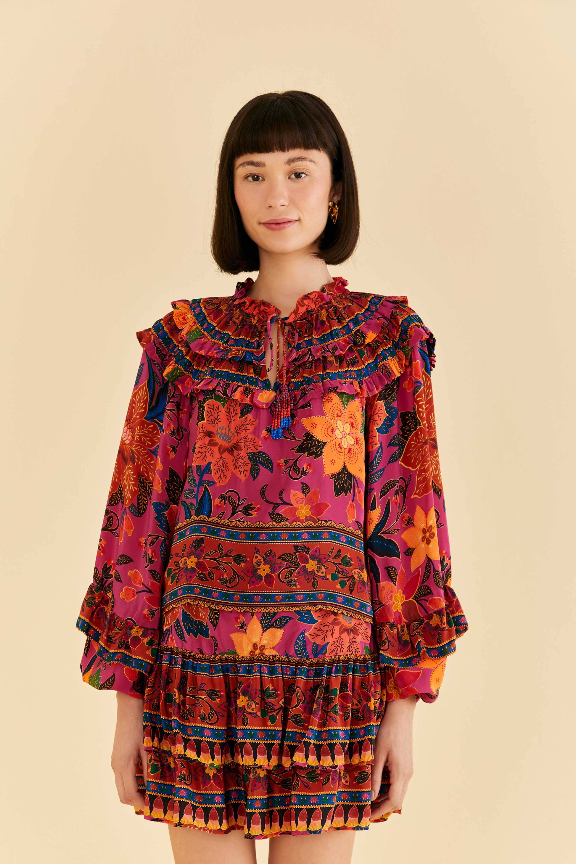 Farm Rio Pink Tropical Tapestry Mini Skirt