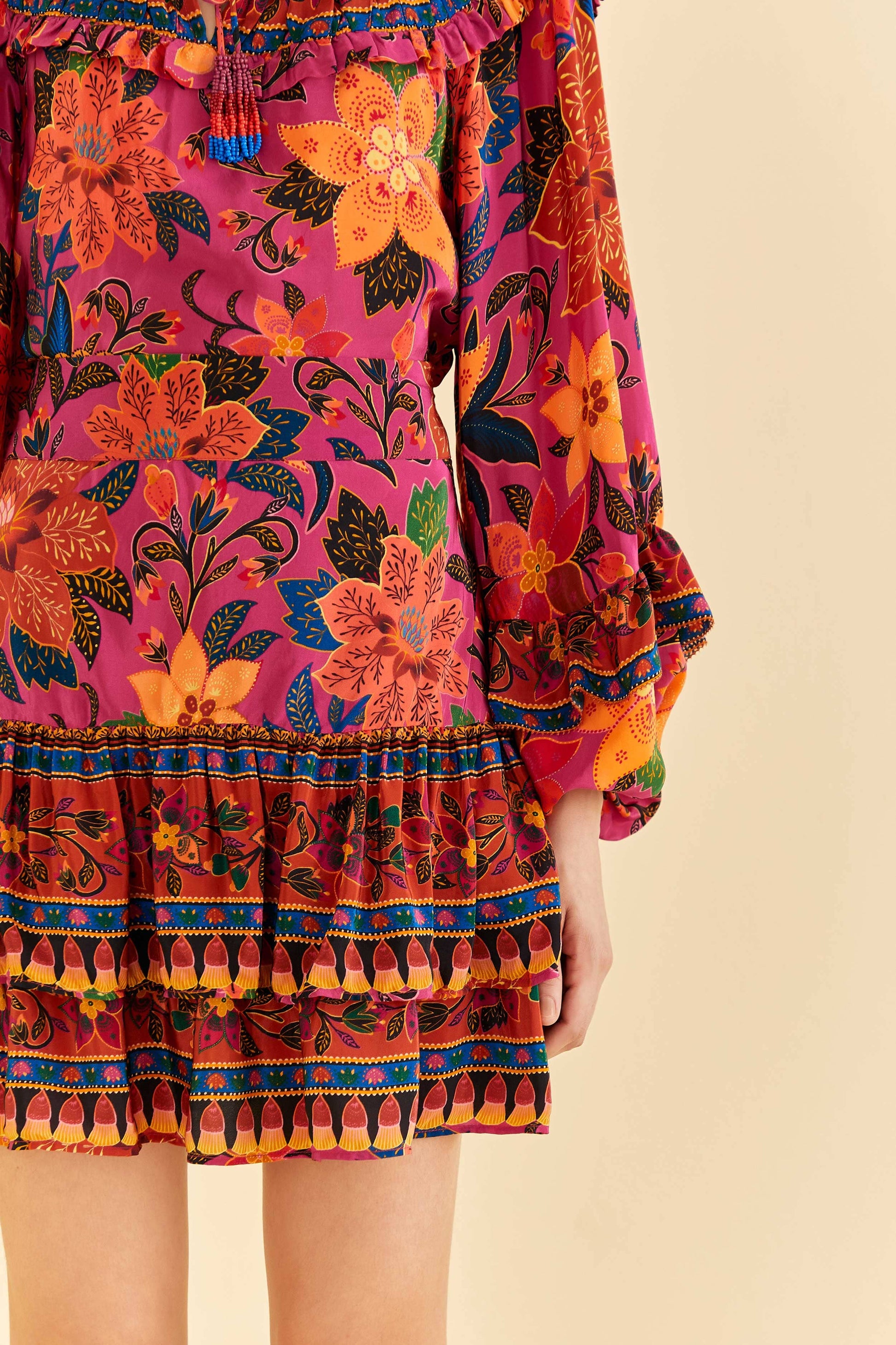 Farm Rio Pink Tropical Tapestry Mini Skirt