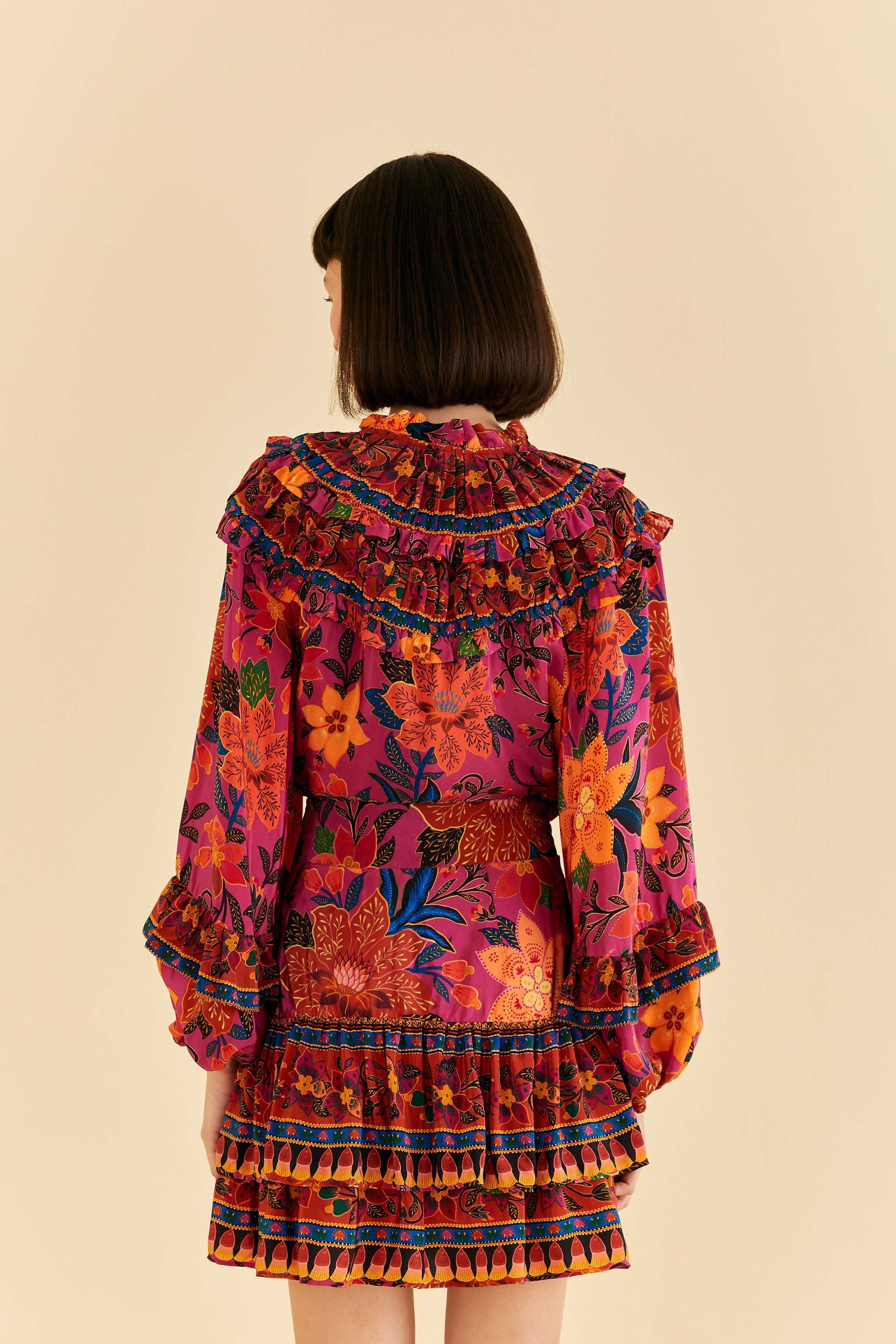 Farm Rio Pink Tropical Tapestry Mini Skirt