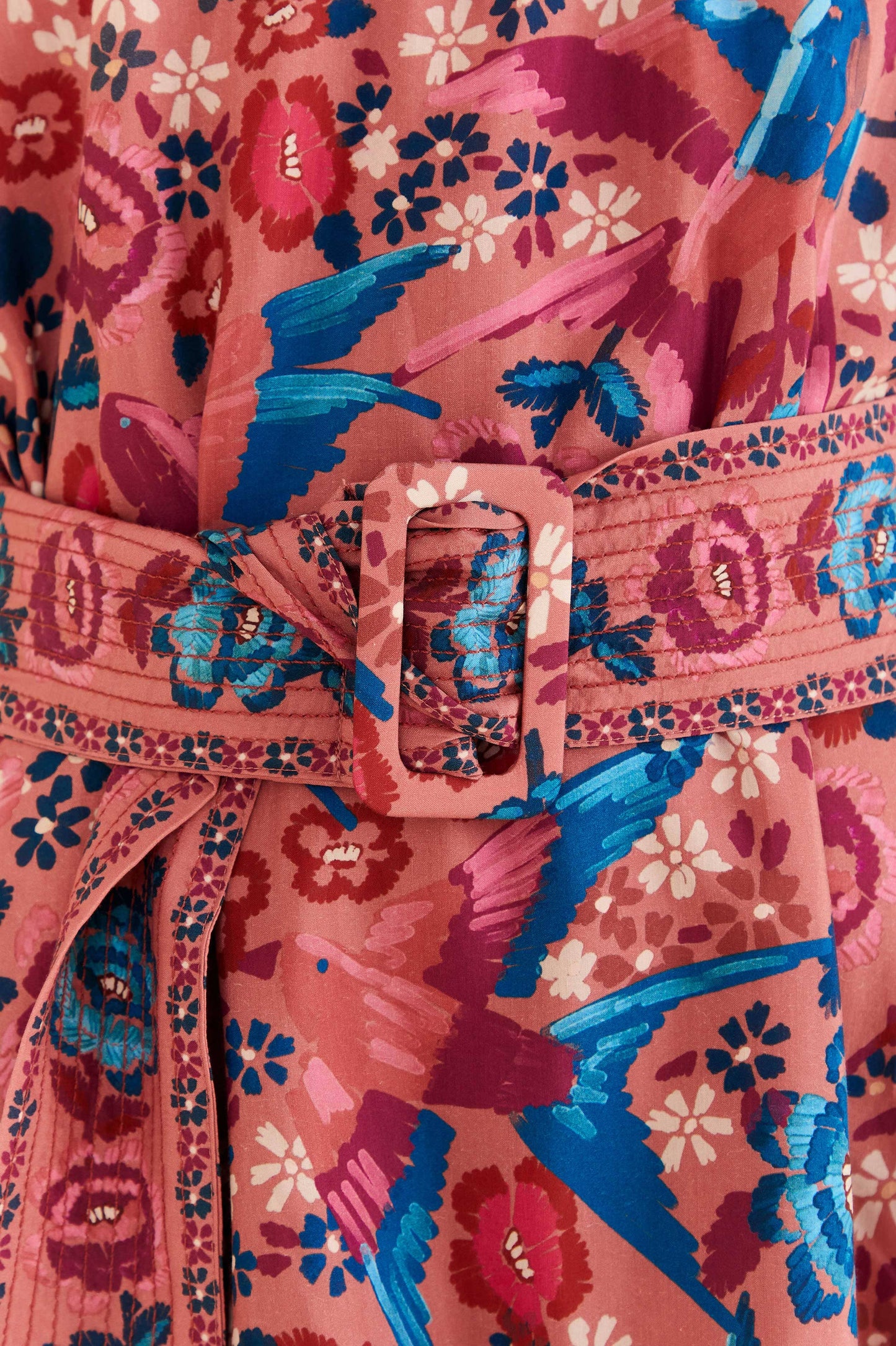 Farm Rio Blush Floral Birds Mini Dress