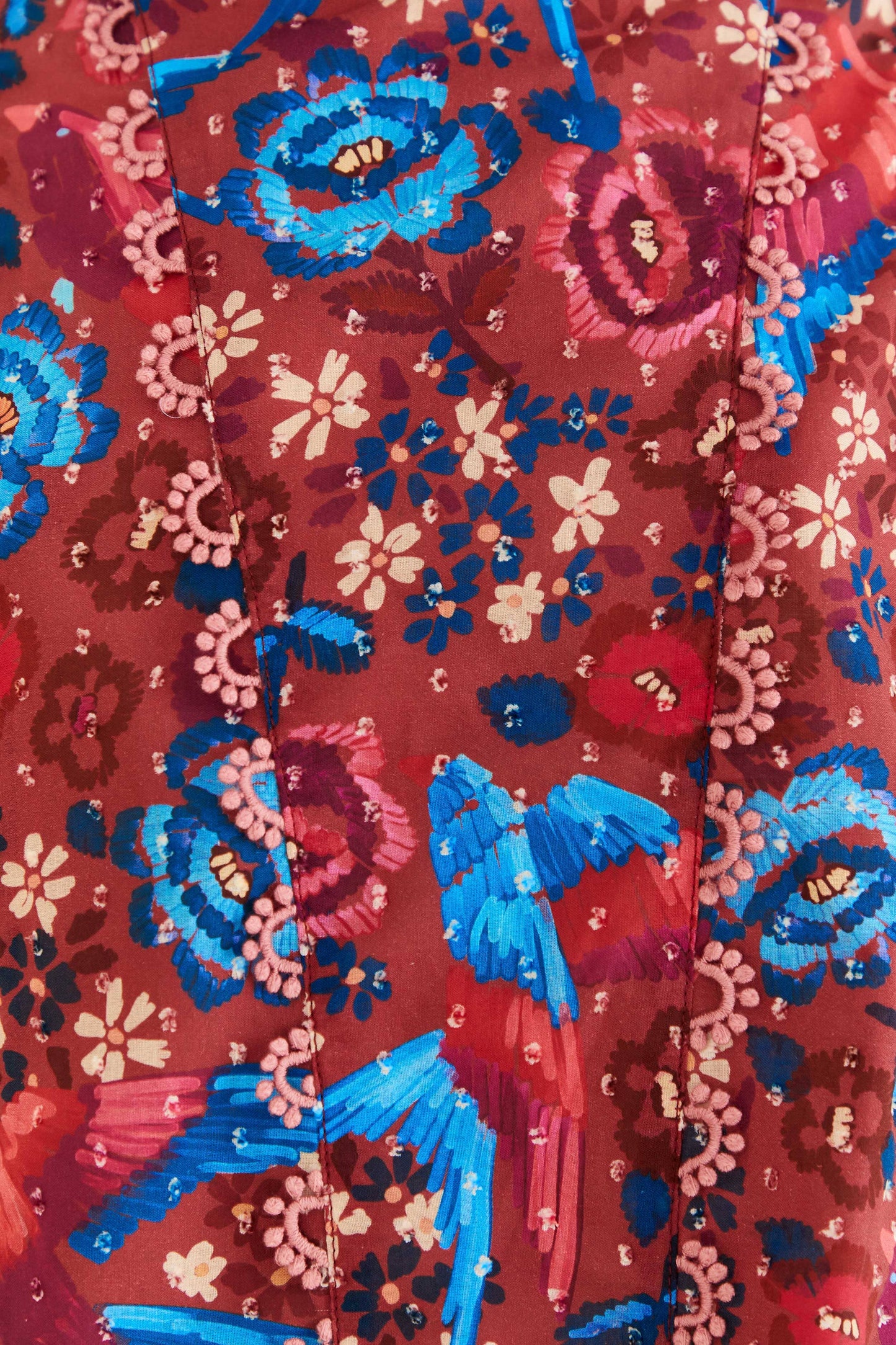 Farm Rio Blush Floral Birds Sleeveless Blouse