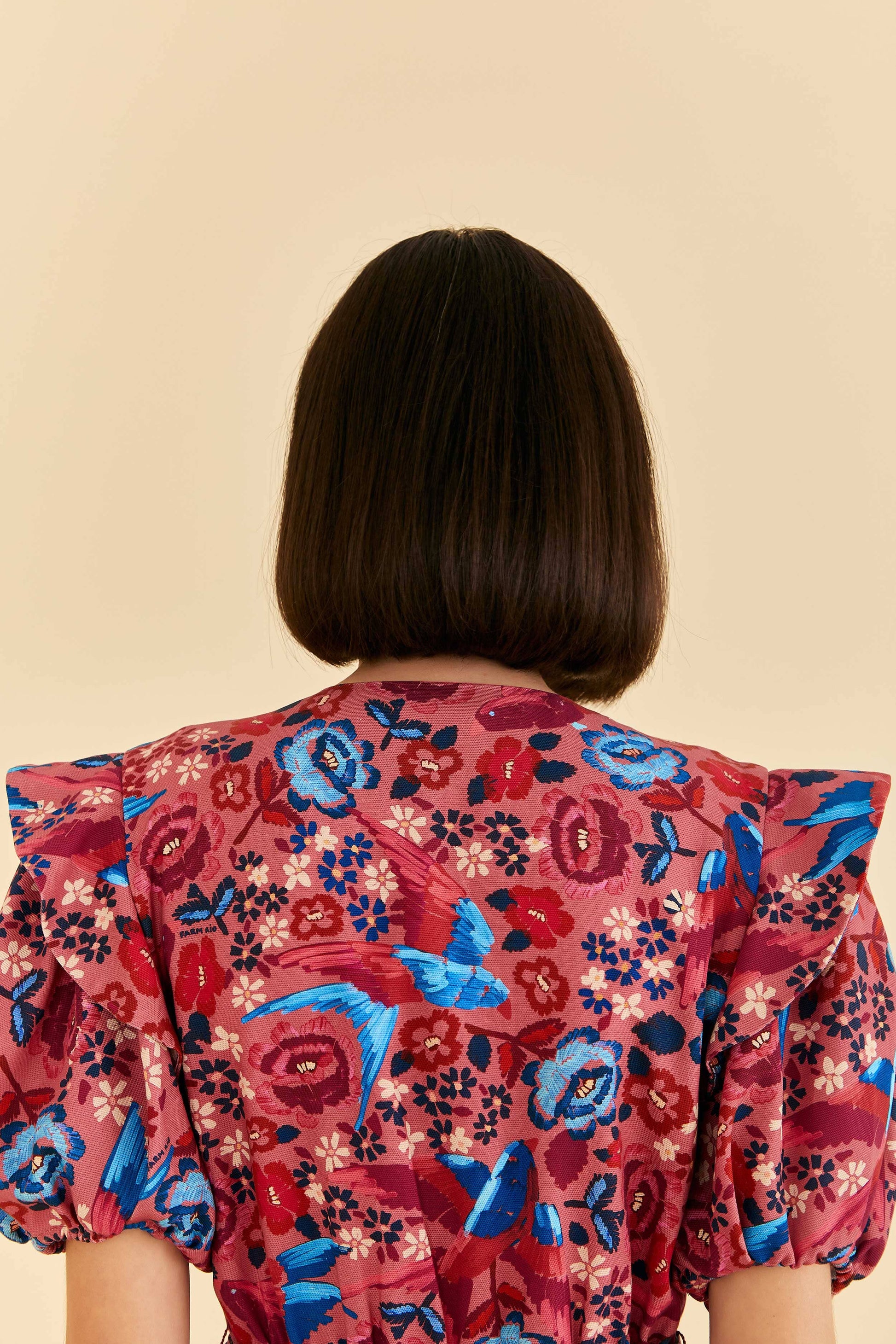 Farm Rio Blush Floral Birds Jumpsuit