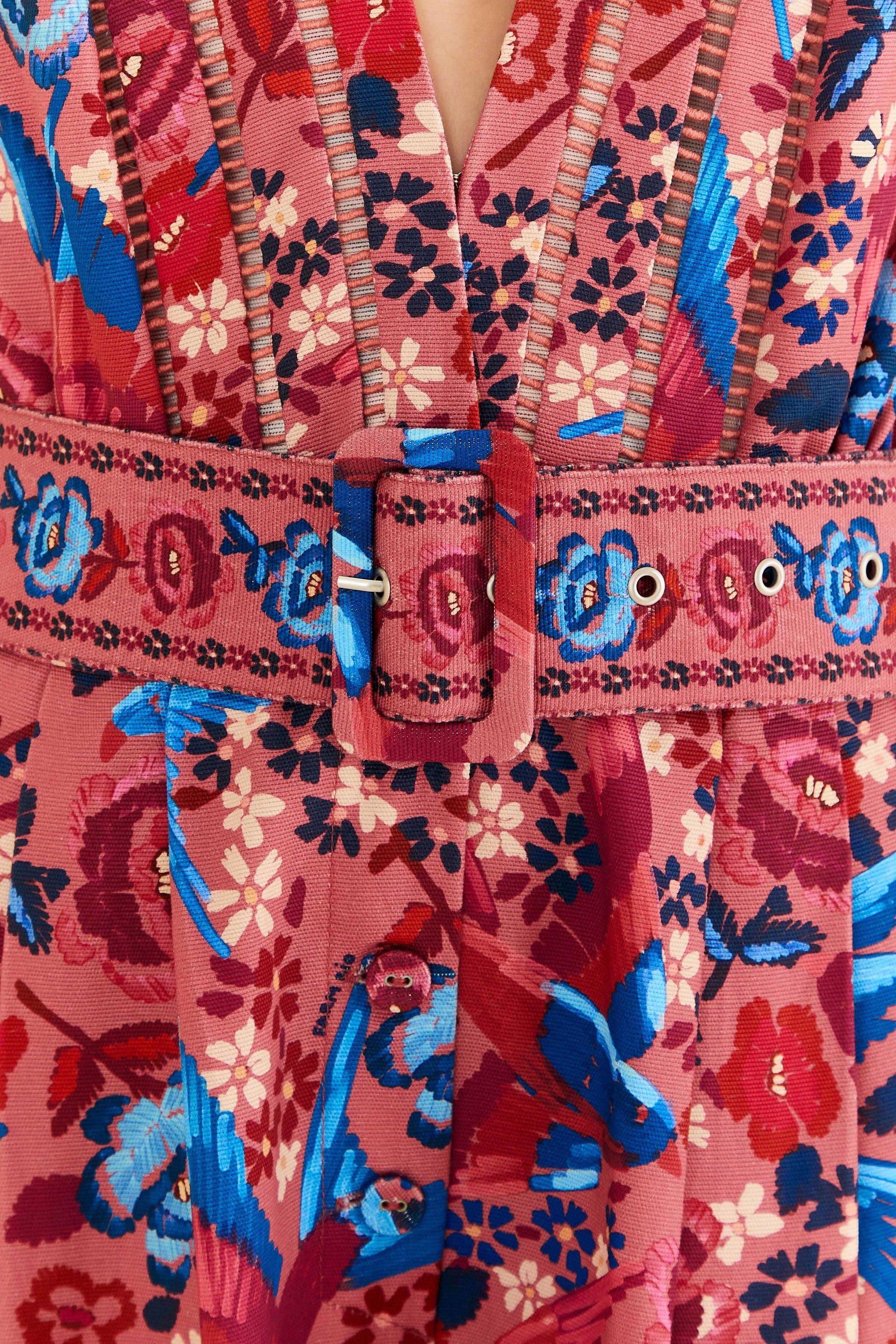 Farm Rio Blush Floral Birds Jumpsuit