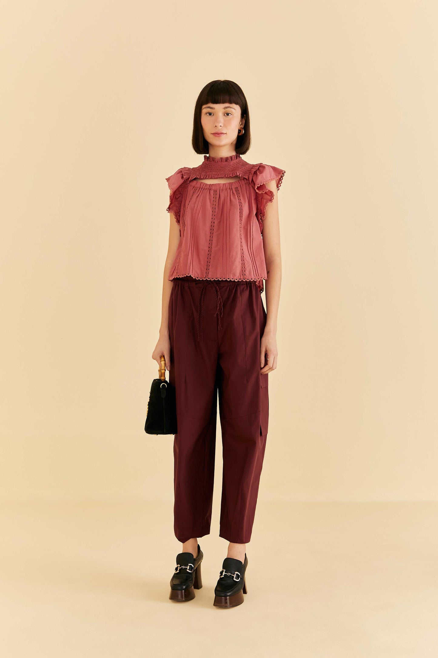 Farm Rio Blush Organic Cotton Cargo Pants