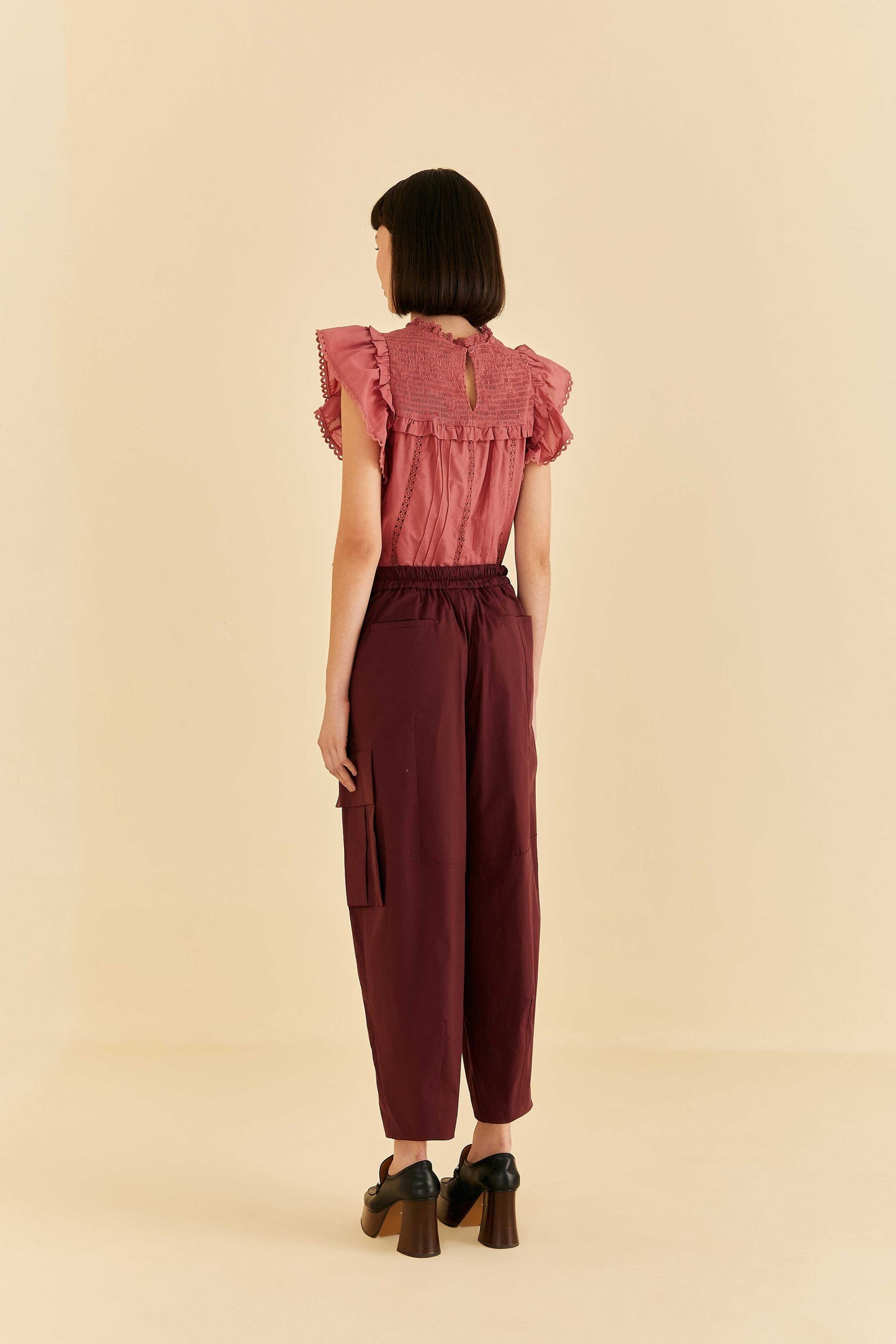 Farm Rio Blush Organic Cotton Cargo Pants