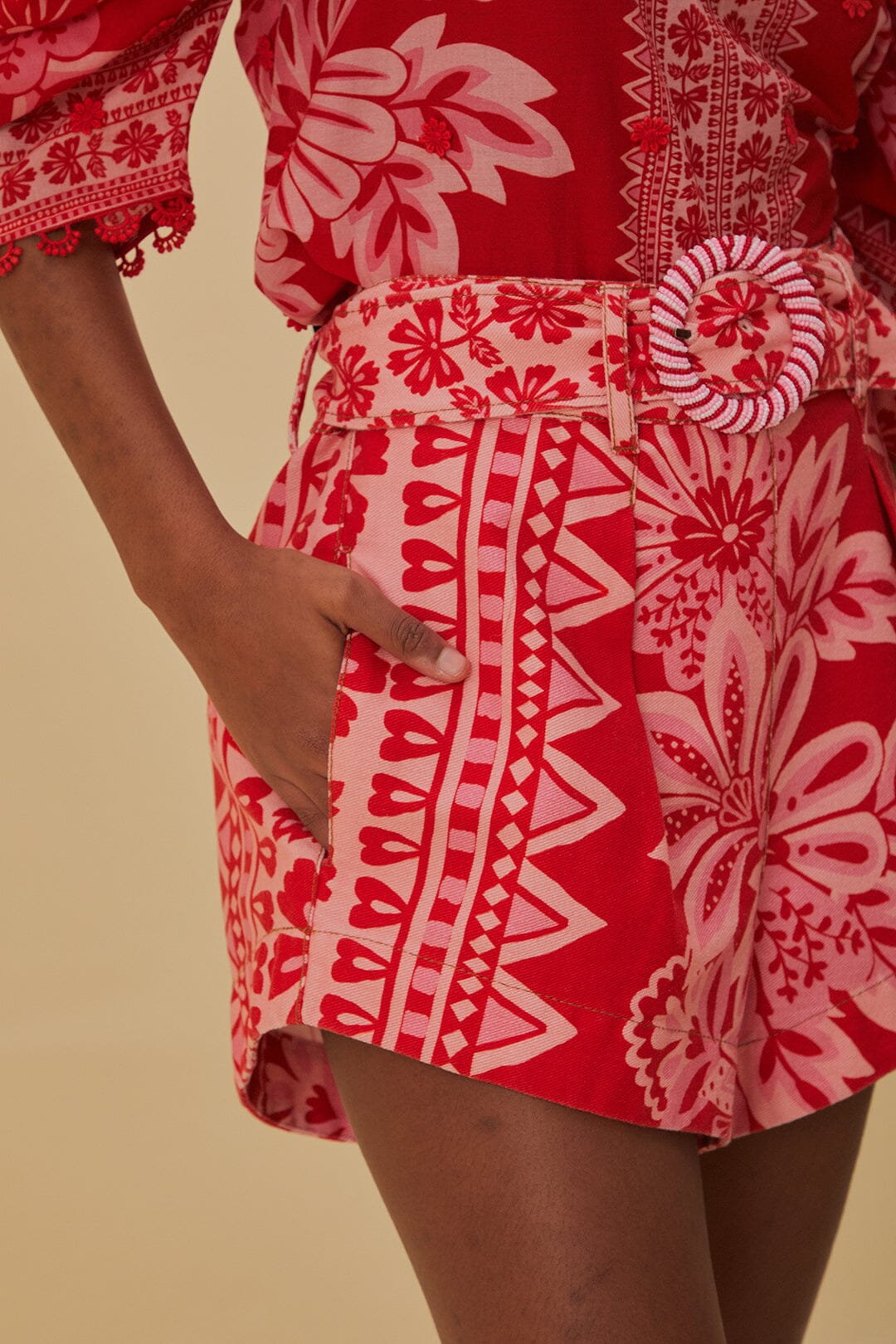  Flora Tapestry Red Shorts