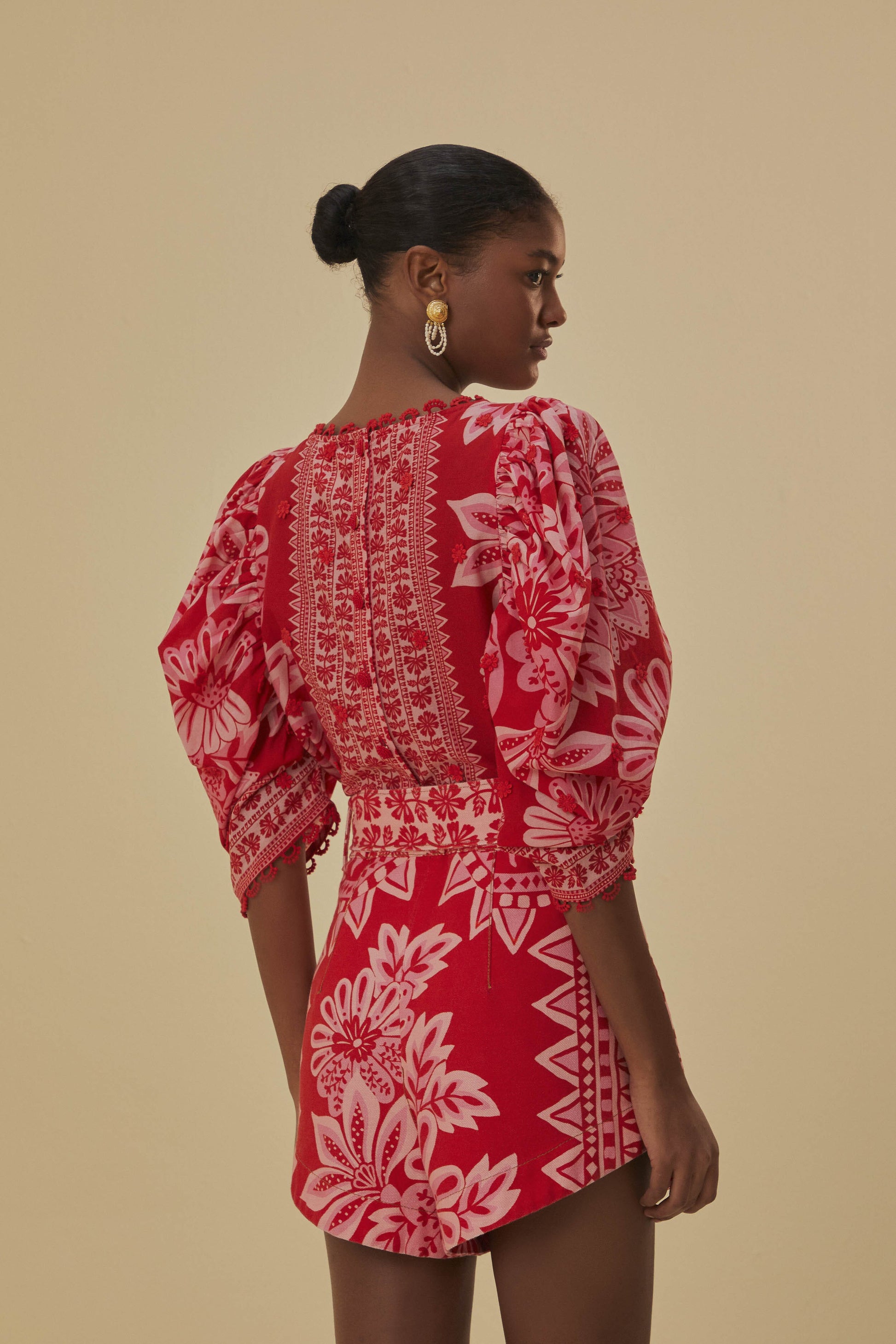  Flora Tapestry Red Shorts