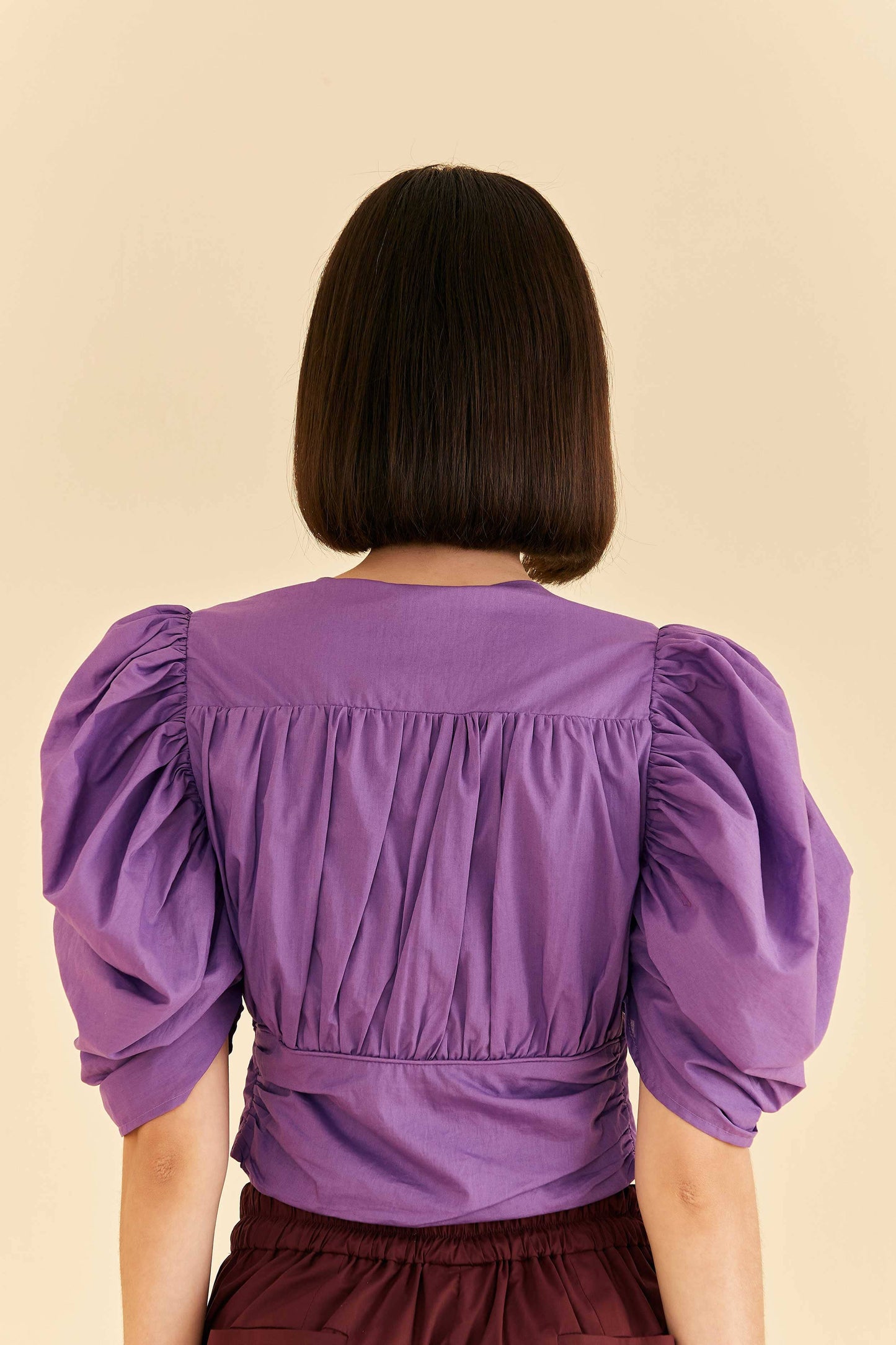Farm Rio Purple Cropped Blouse