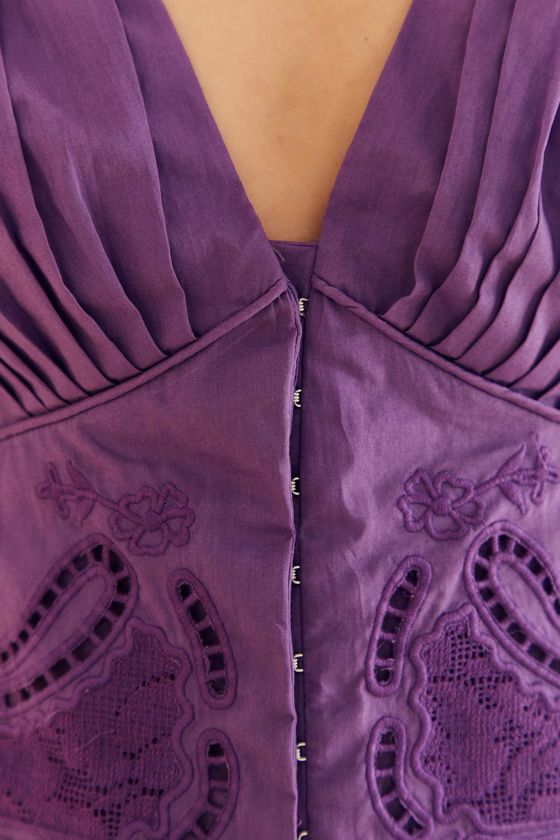 Farm Rio Purple Cropped Blouse