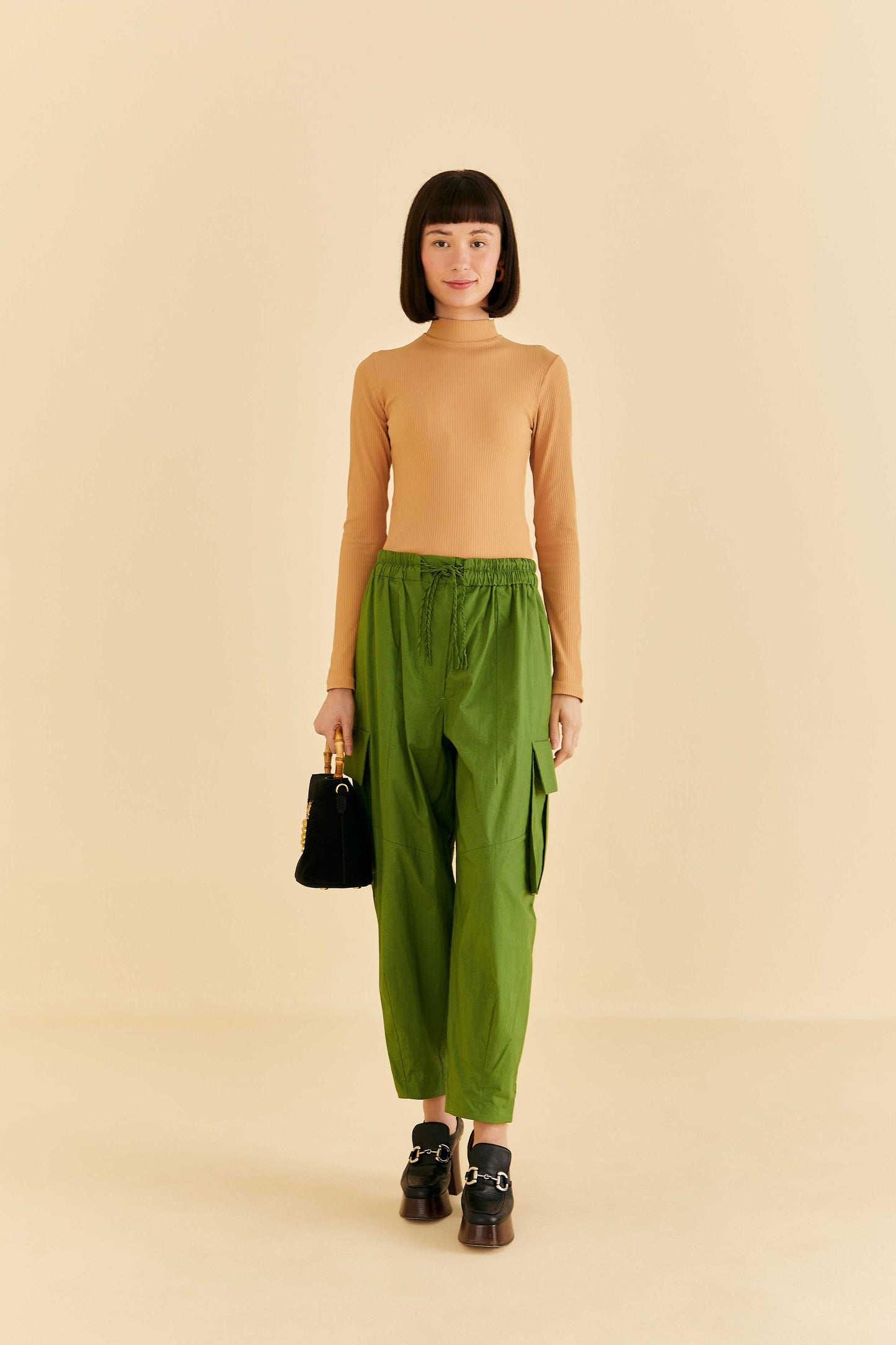 Farm Rio Green Organic Cotton Cargo Pants
