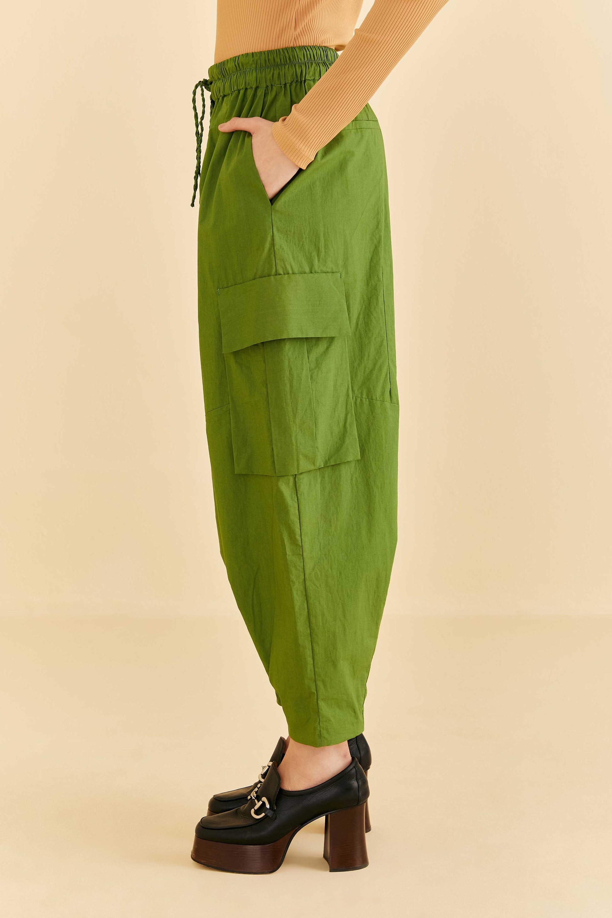 Farm Rio Green Organic Cotton Cargo Pants