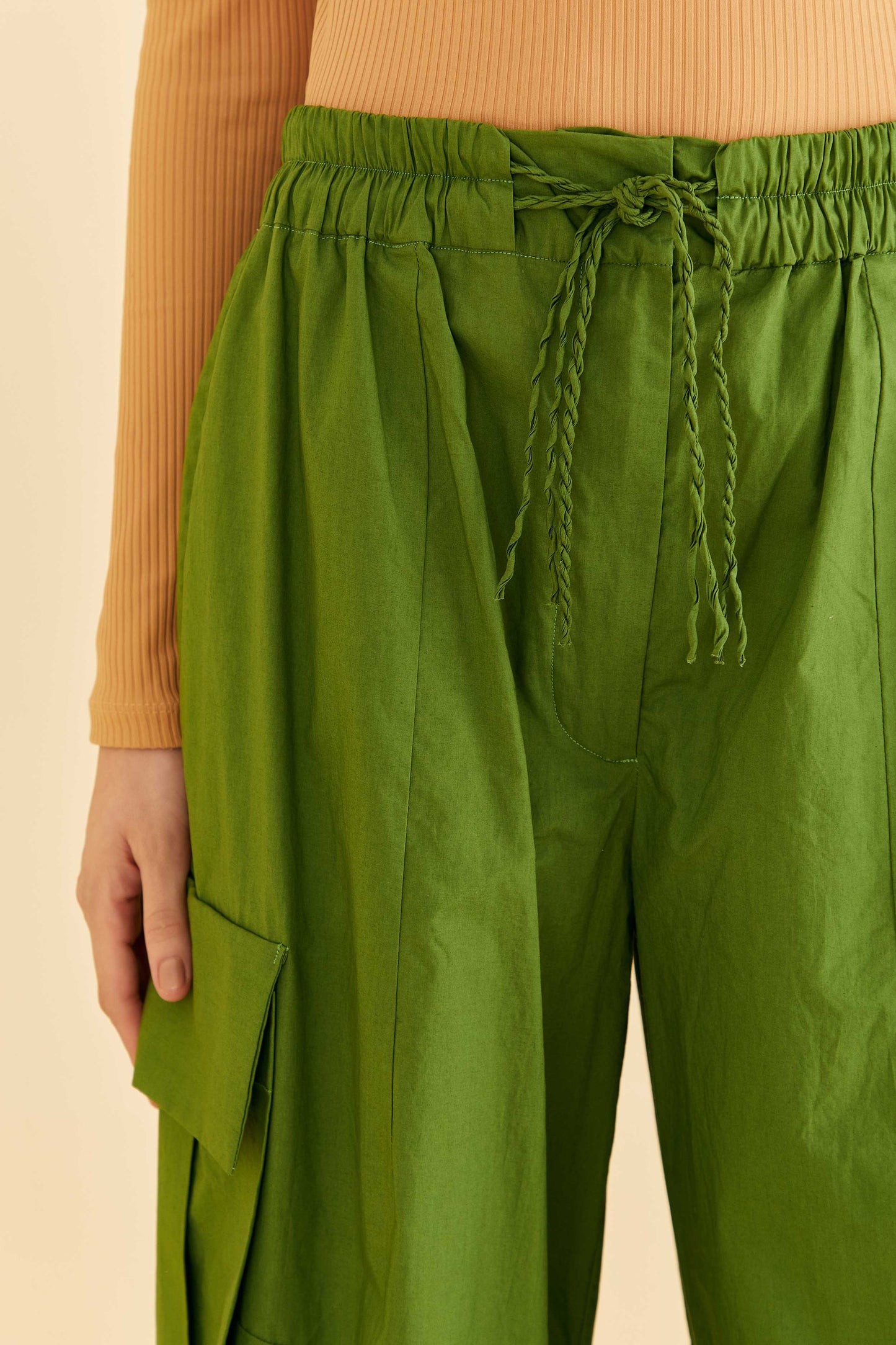 Farm Rio Green Organic Cotton Cargo Pants