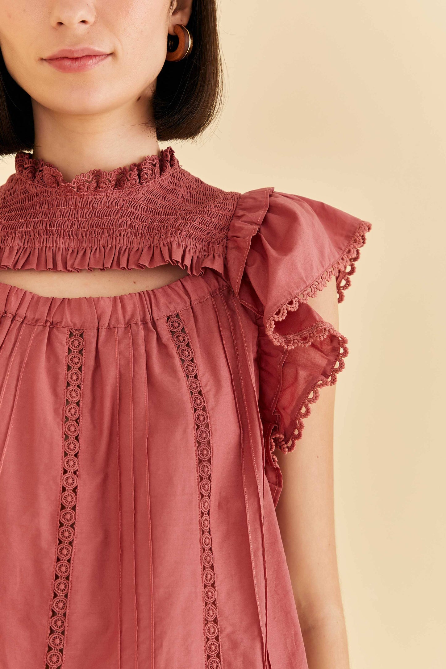 Farm Rio Blush Ruffles Blouse