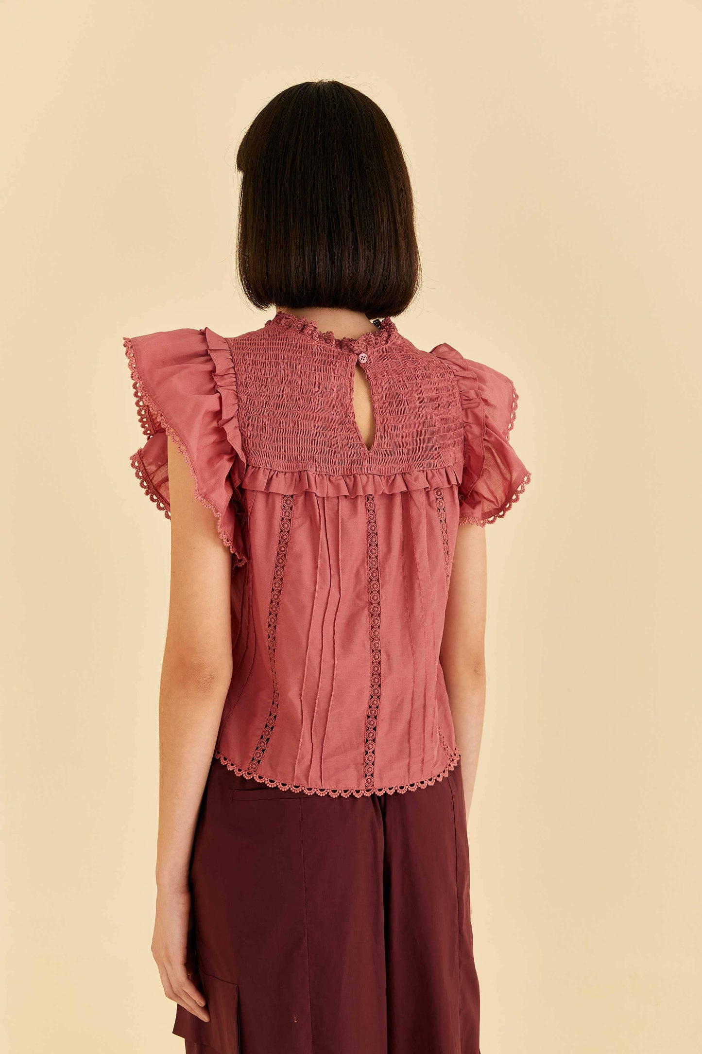 Farm Rio Blush Ruffles Blouse