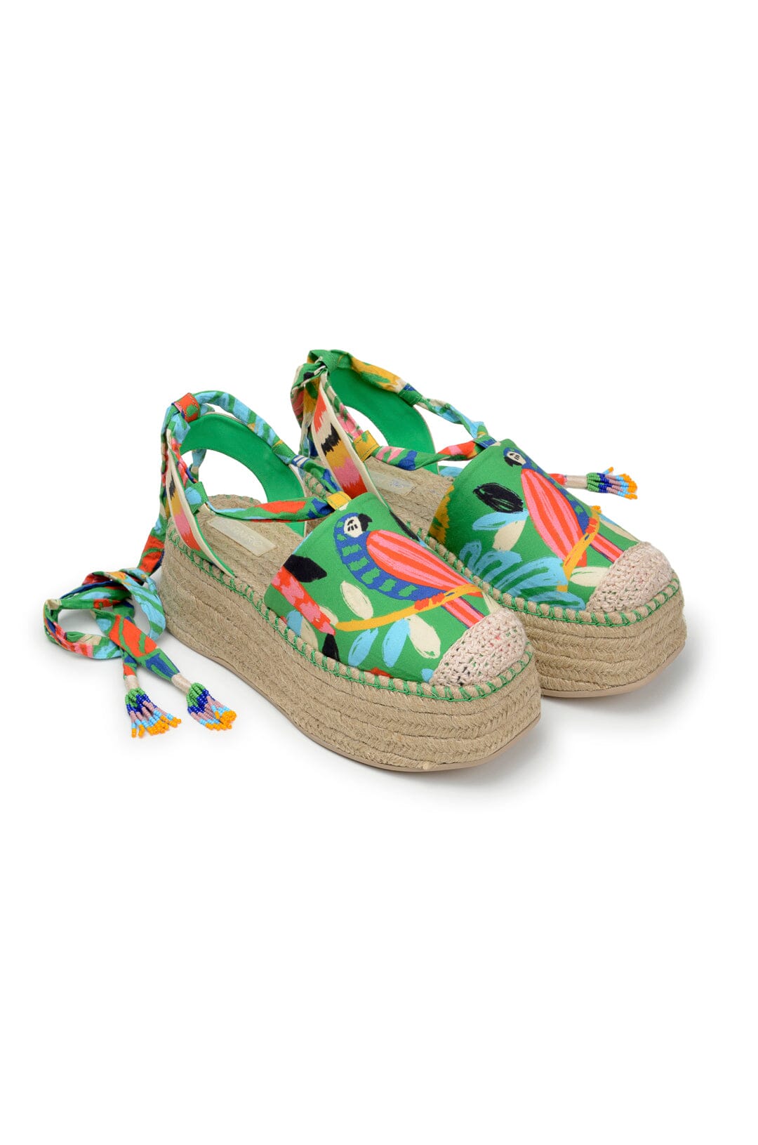 Farm Rio Green Forest Birds Espadrille Platform Sandal