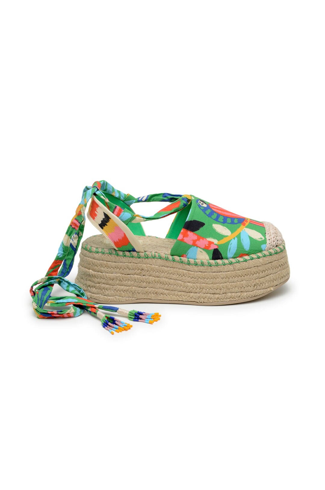Farm Rio Green Forest Birds Espadrille Platform Sandal