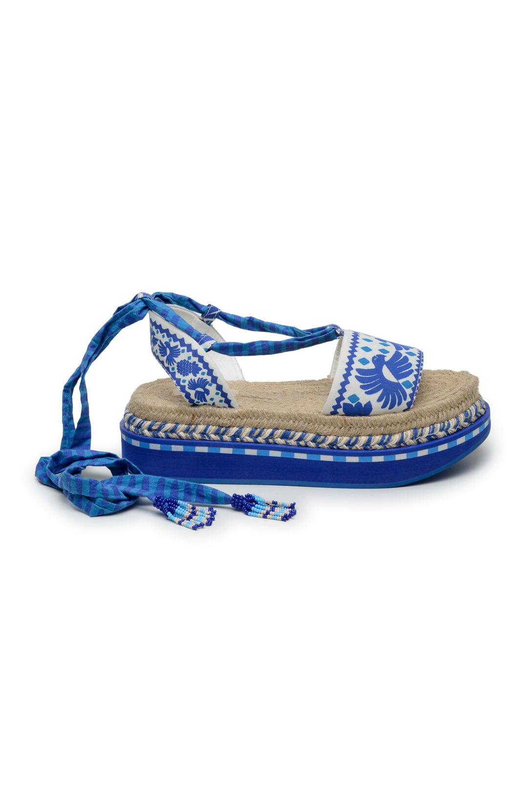 Farm Rio Blue Jungle Scarf Espadrille Flatform Sandal