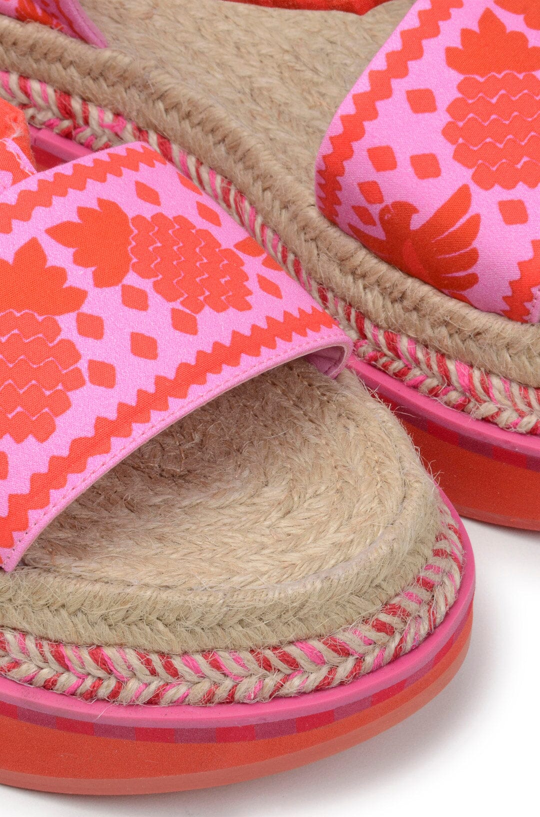 Farm Rio Red Jungle Scarf Espadrille Flatform Sandal