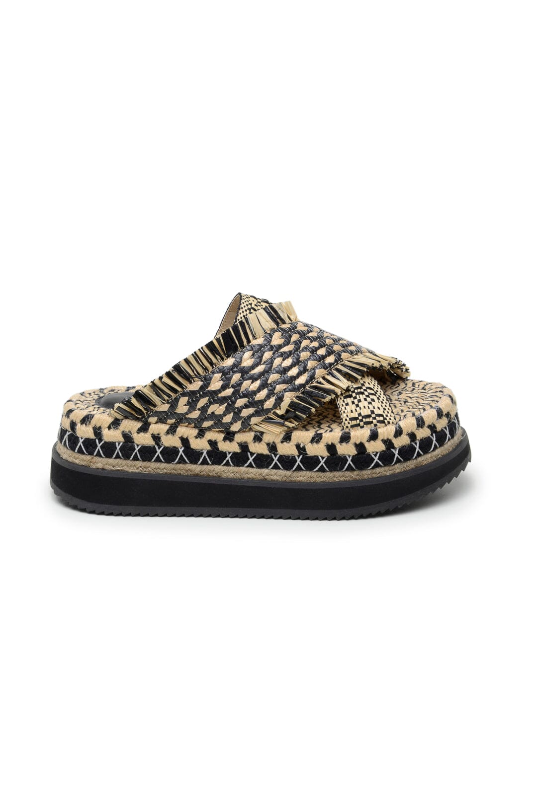 Farm Rio Black Wedge Flatform Slide Sandal