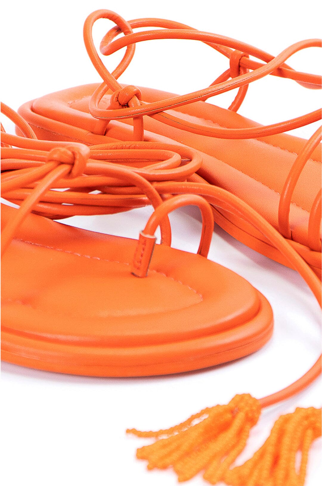 Farm Rio Orange Lace Up Flat Sandal