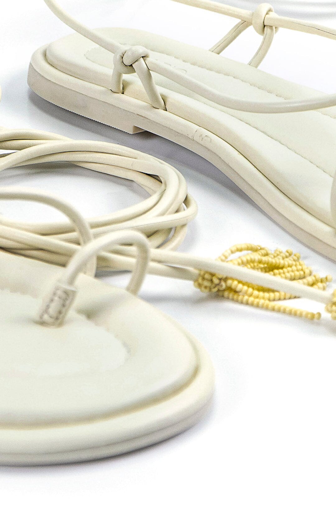 Farm Rio Off White Lace Up Flat Sandal