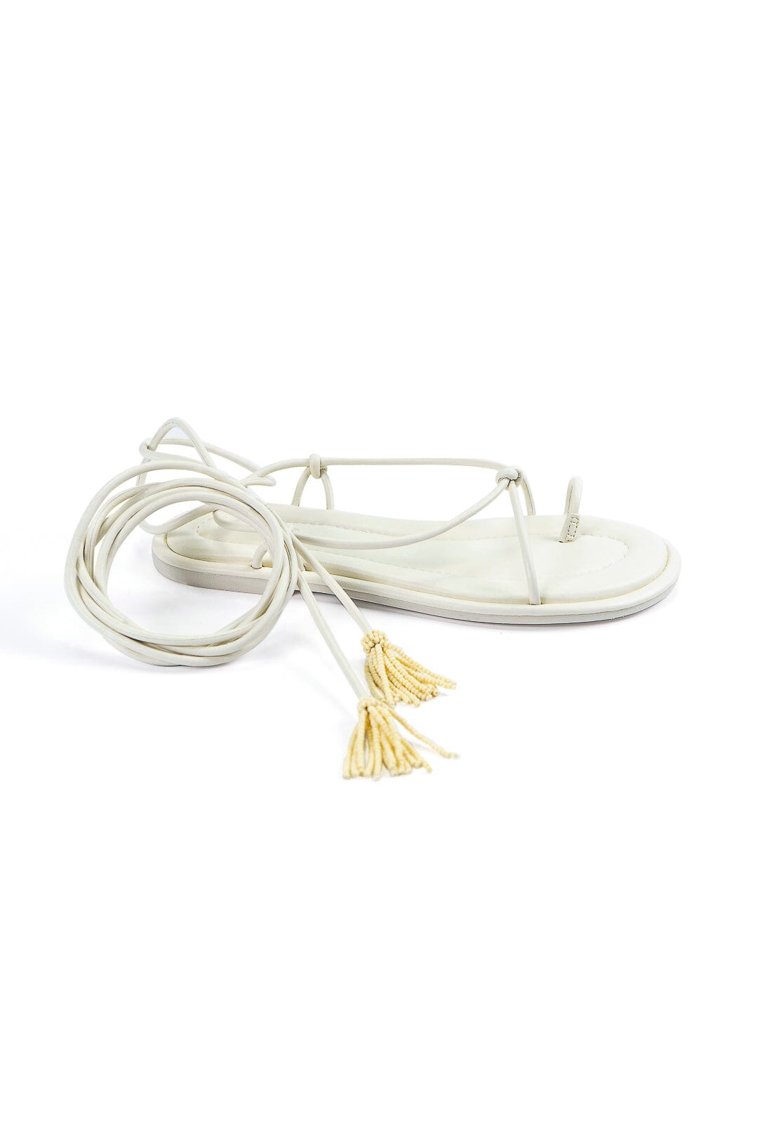 Farm Rio Off White Lace Up Flat Sandal