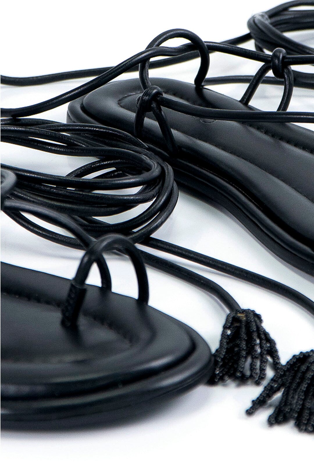 Farm Rio Black Lace Up Flat Sandal