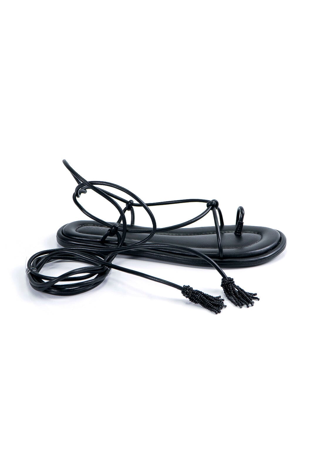 Farm Rio Black Lace Up Flat Sandal