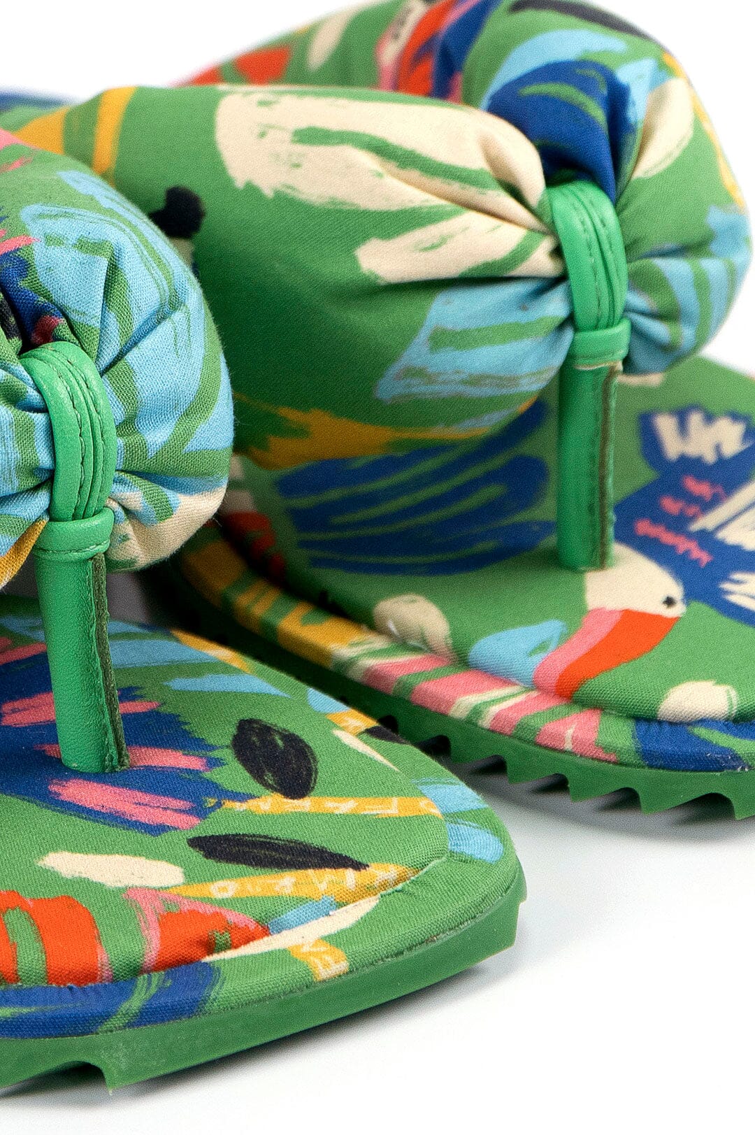 Farm Rio Green Forest Birds Puffy Flat Sandal