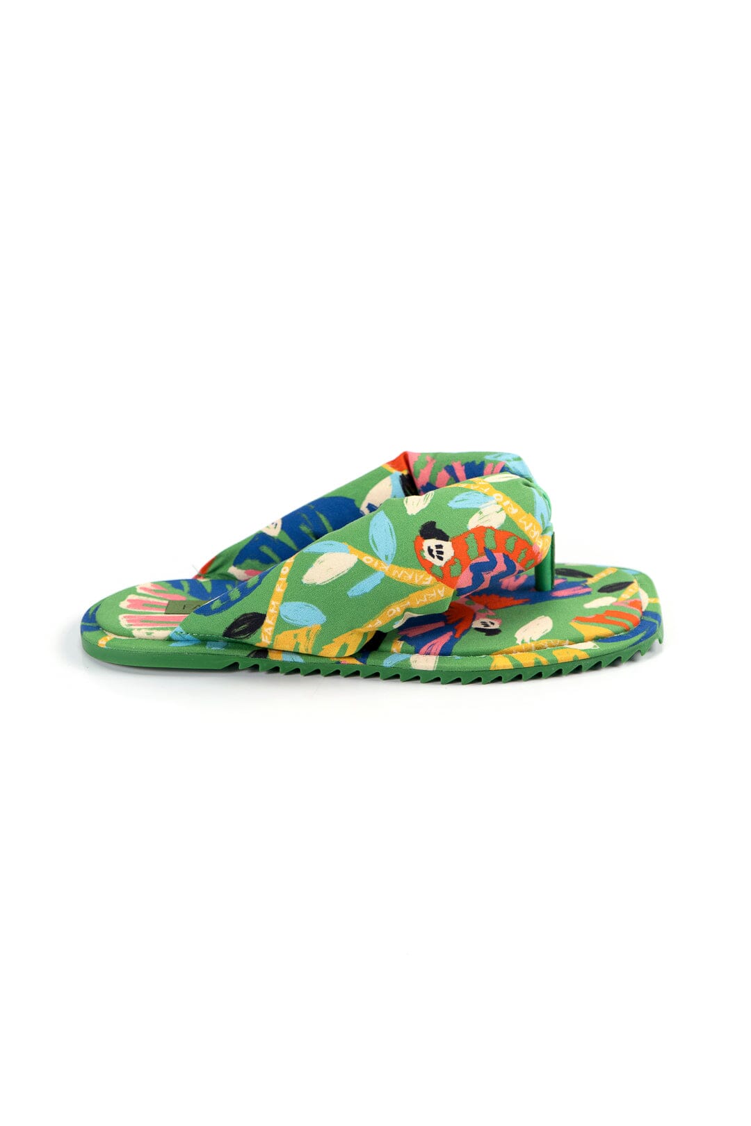 Farm Rio Green Forest Birds Puffy Flat Sandal