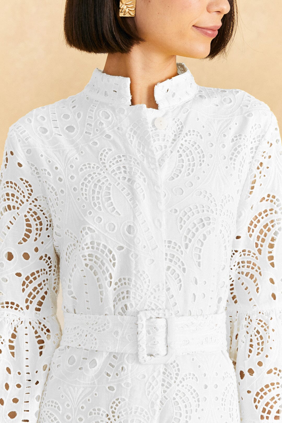 Farm Rio Off-White Palm Tree Mini Dress