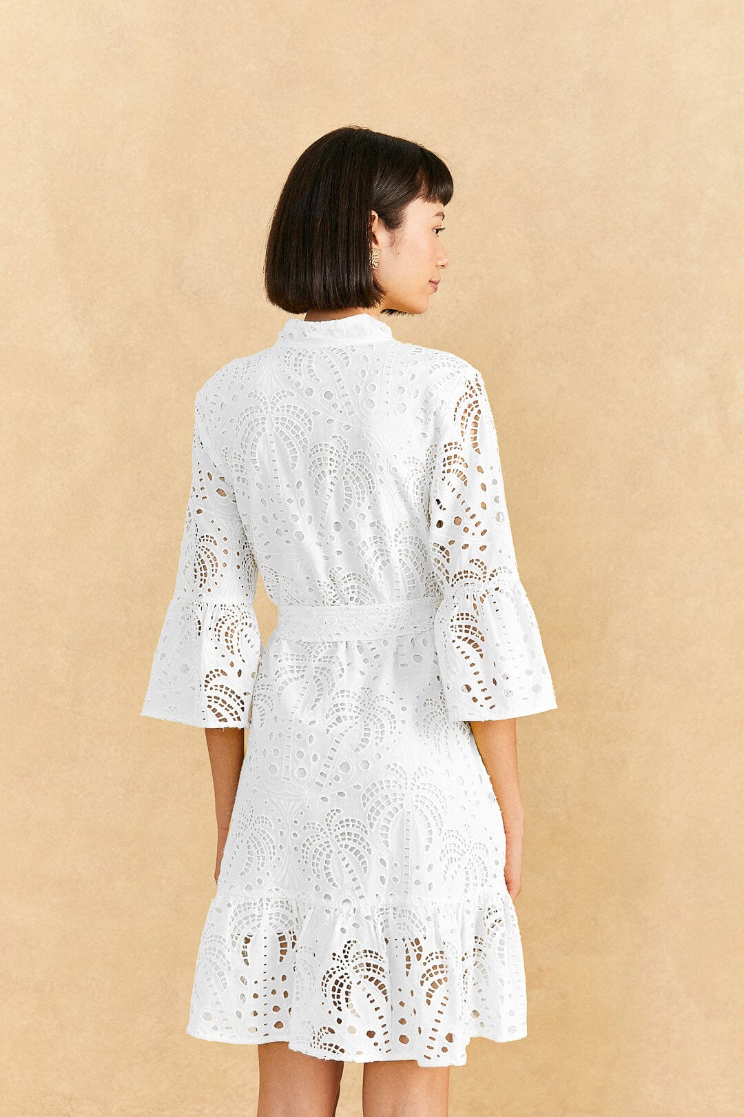 Farm Rio Off-White Palm Tree Mini Dress