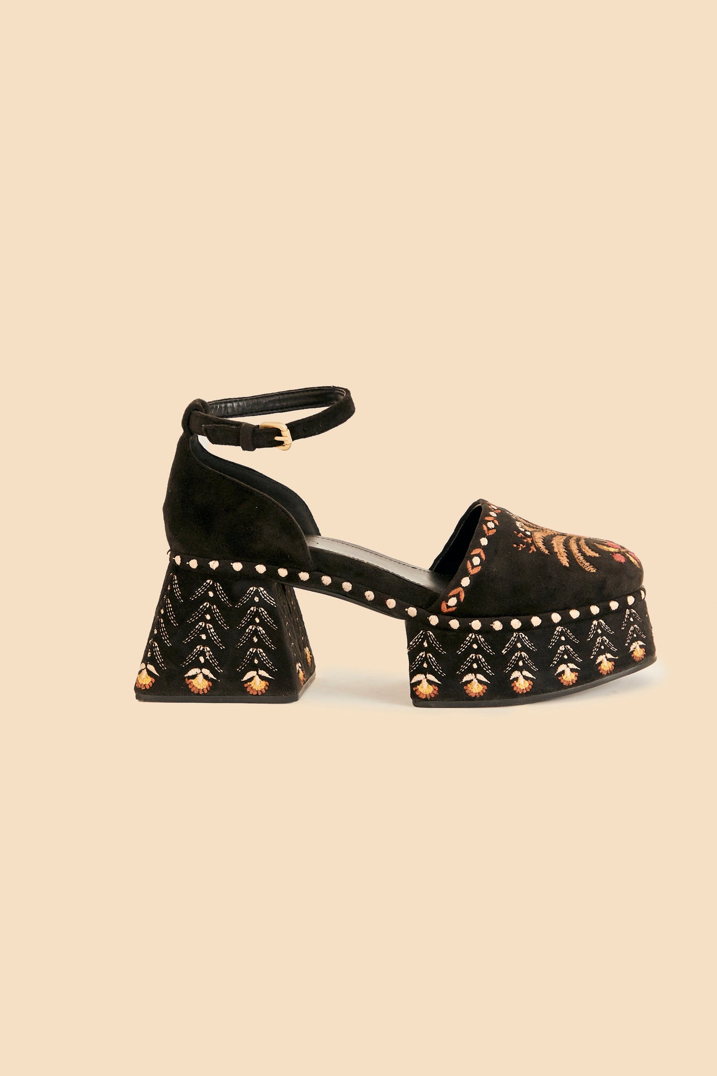 Farm Rio Black Velvet High Sandal