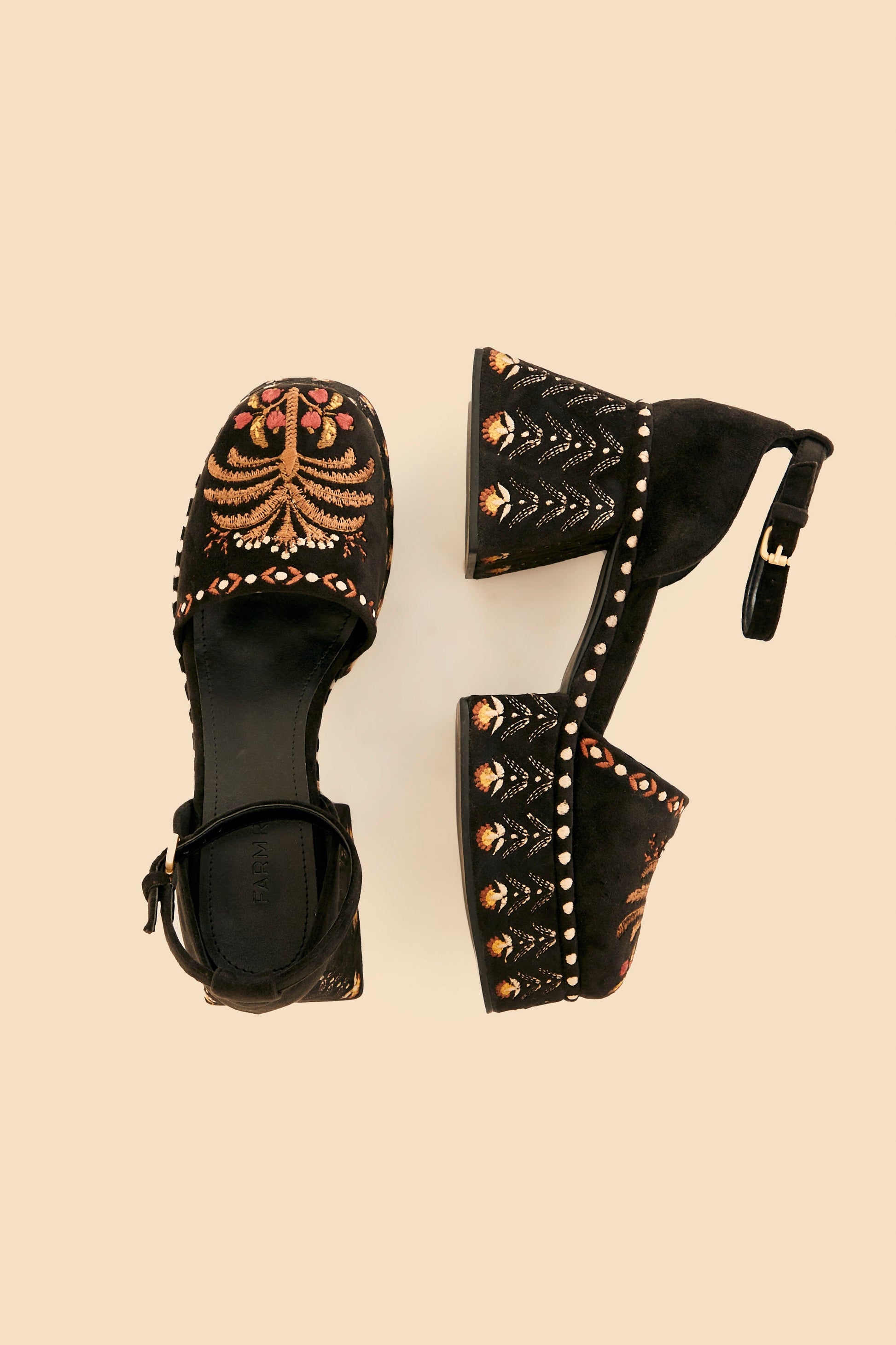 Farm Rio Black Velvet High Sandal