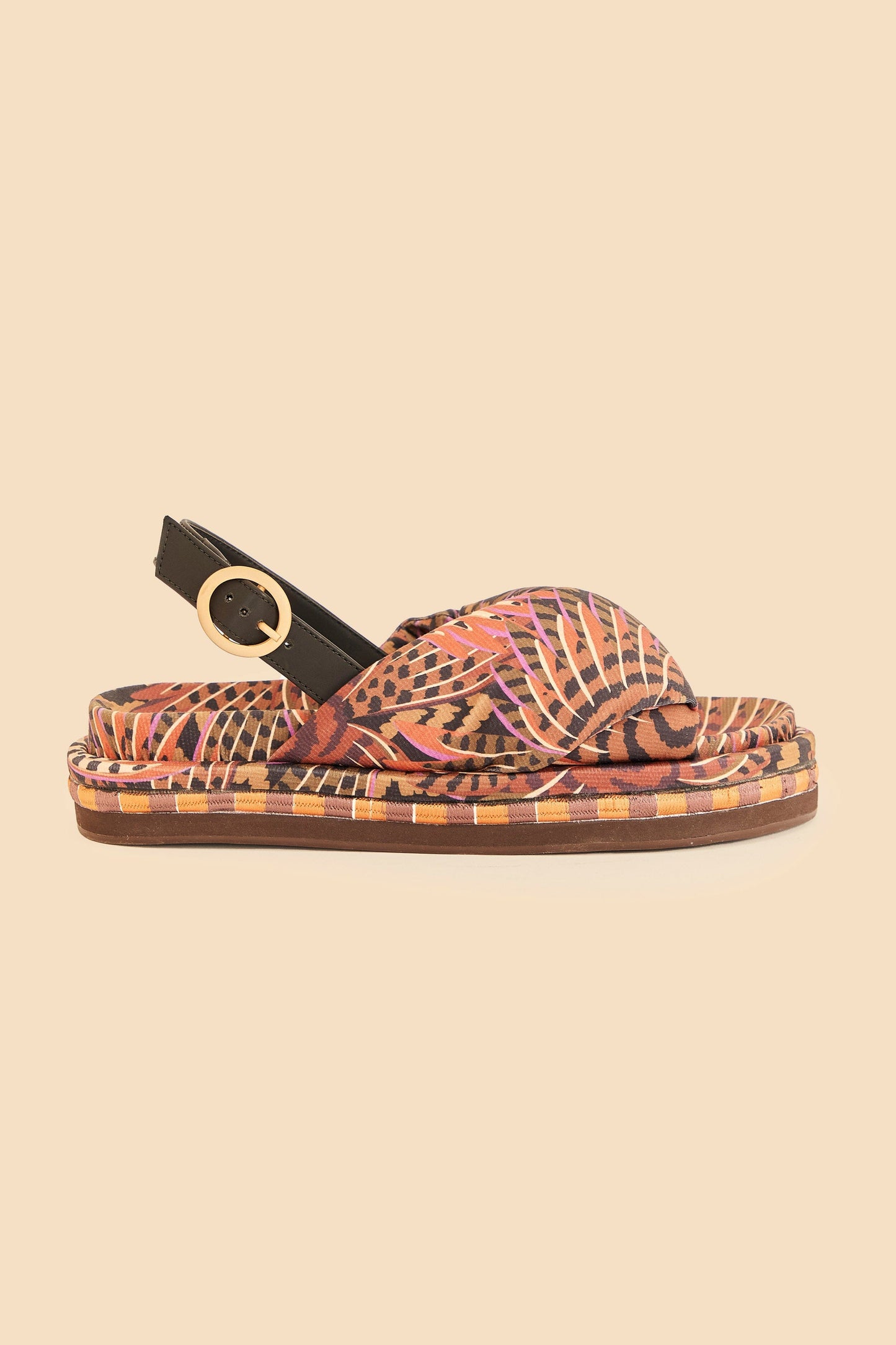 Farm Rio Caramel Macawmouflage Puffy Flat Sandal