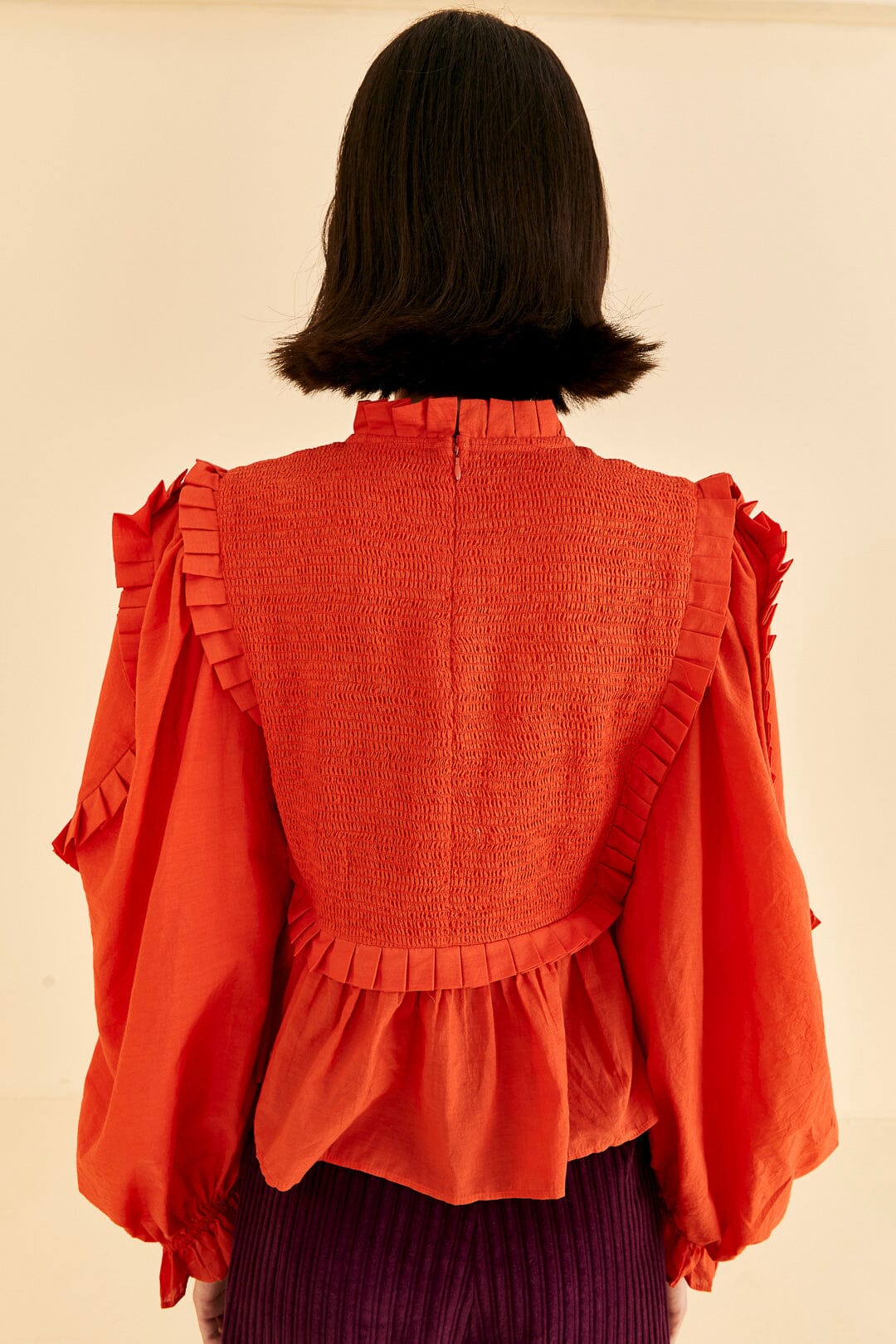 Farm Rio Orange Smocked Blouse